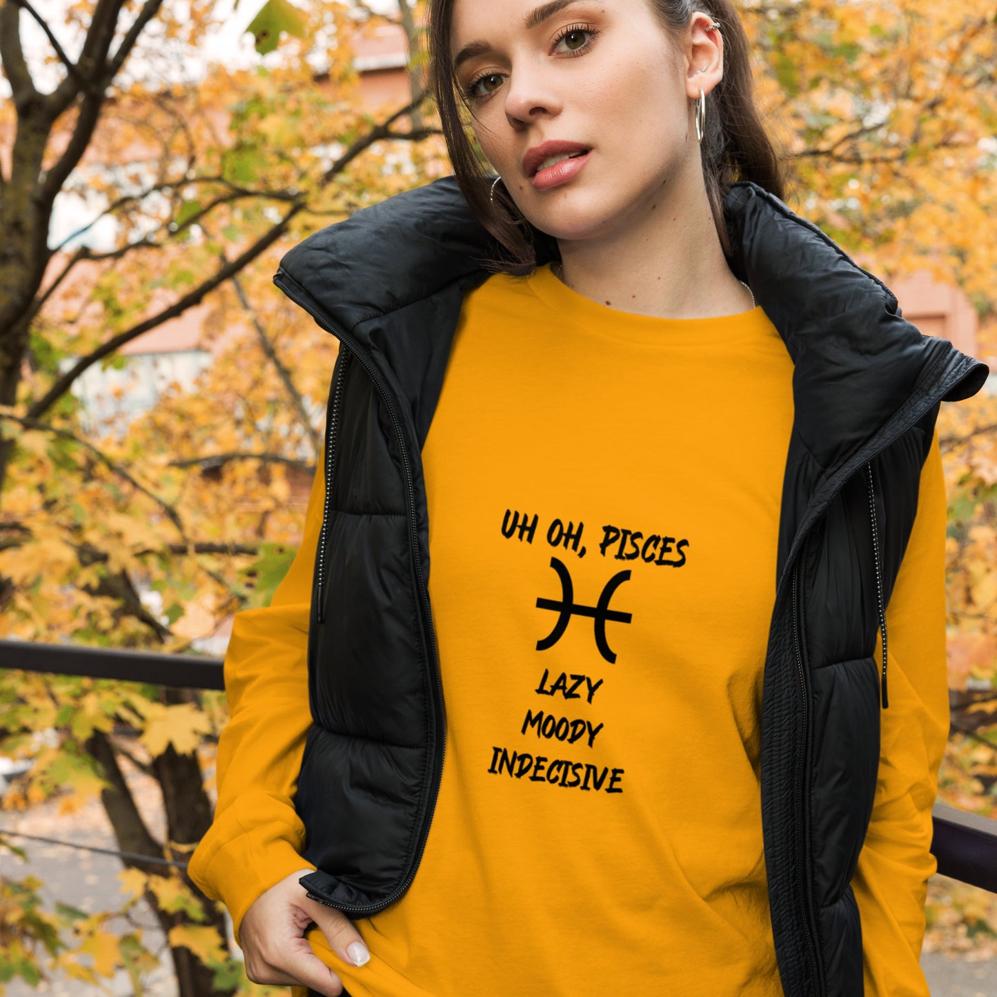 “Uh Oh, Pisces” Unisex Long Sleeve Tee