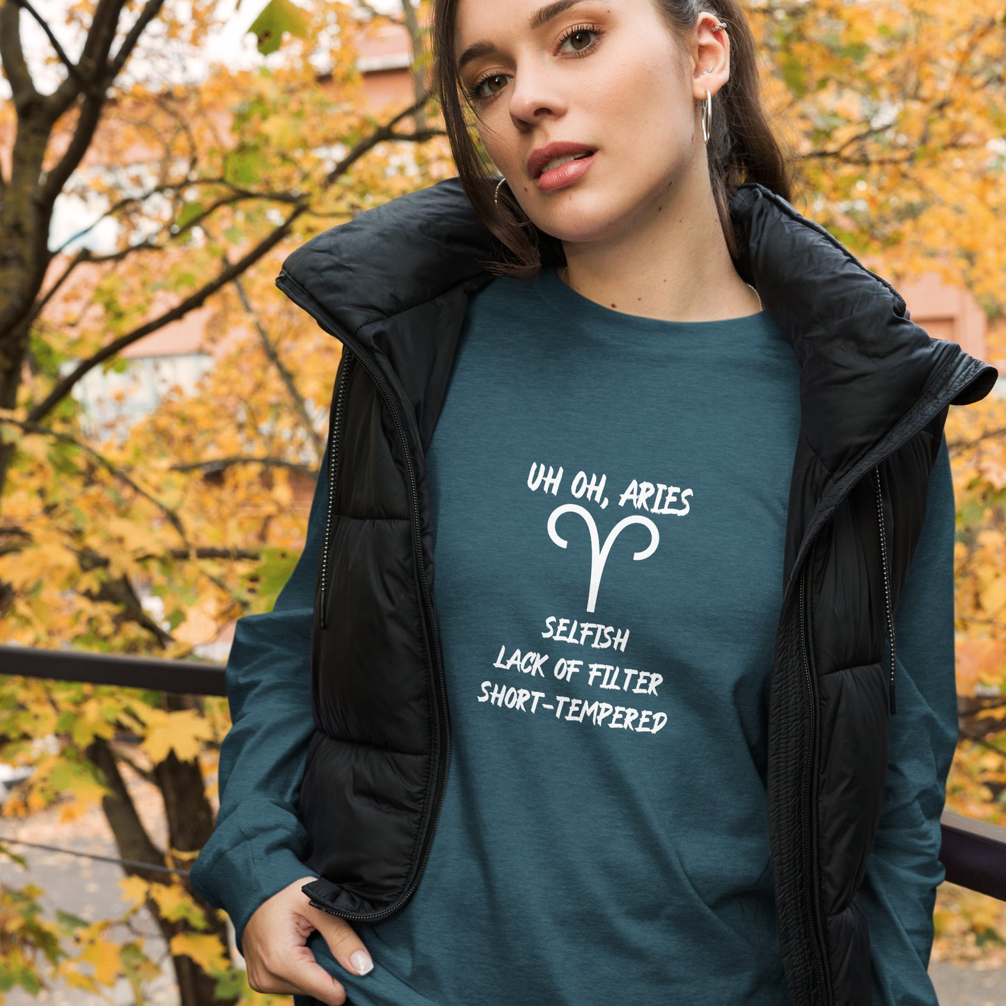 “Uh Oh, Aries” Unisex Long Sleeve Tee