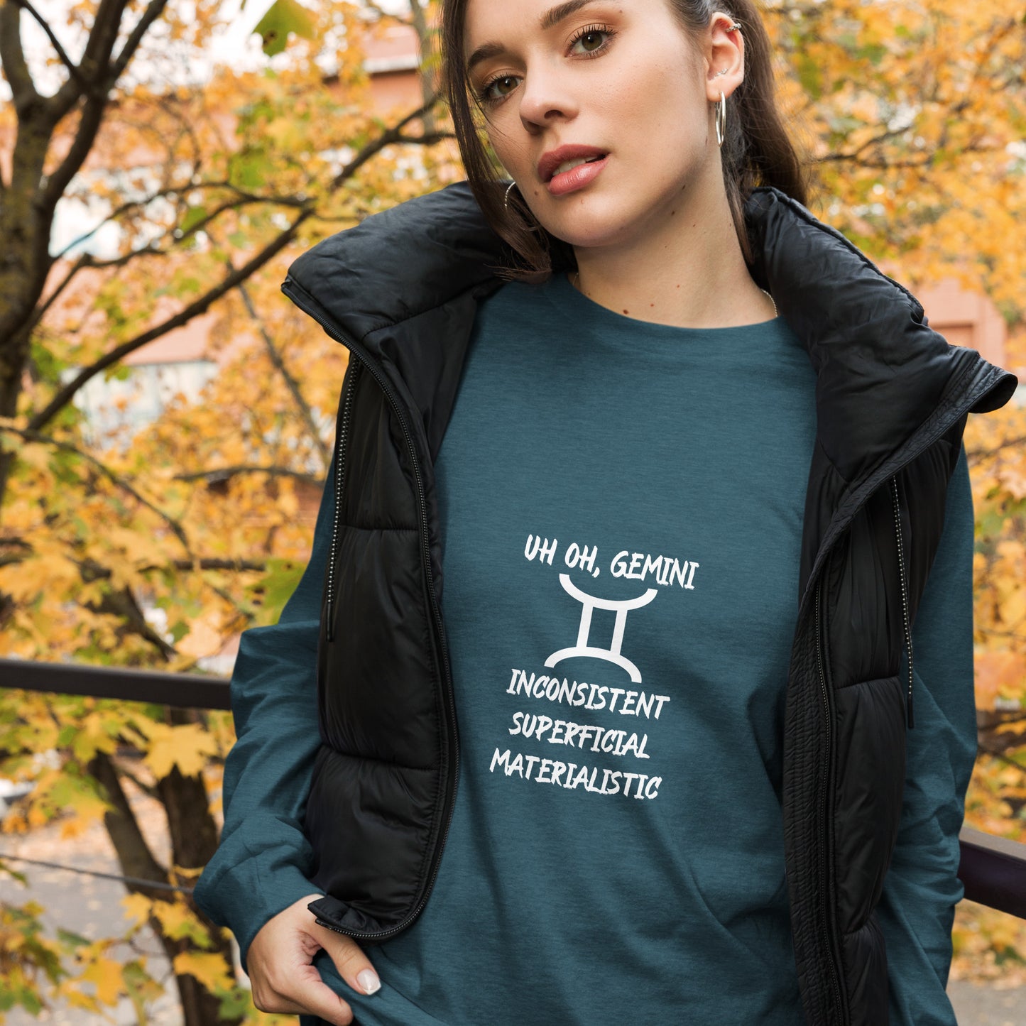 “Uh Oh, Gemini” Unisex Long Sleeve Tee