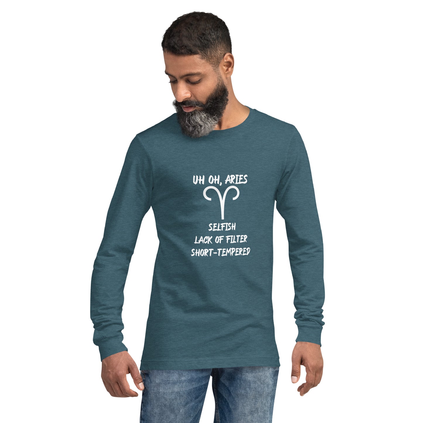“Uh Oh, Aries” Unisex Long Sleeve Tee