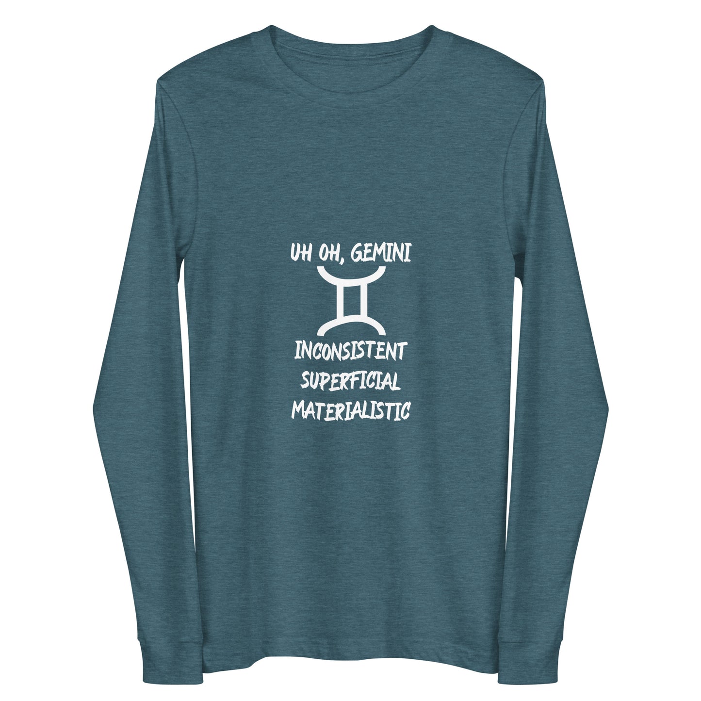 “Uh Oh, Gemini” Unisex Long Sleeve Tee