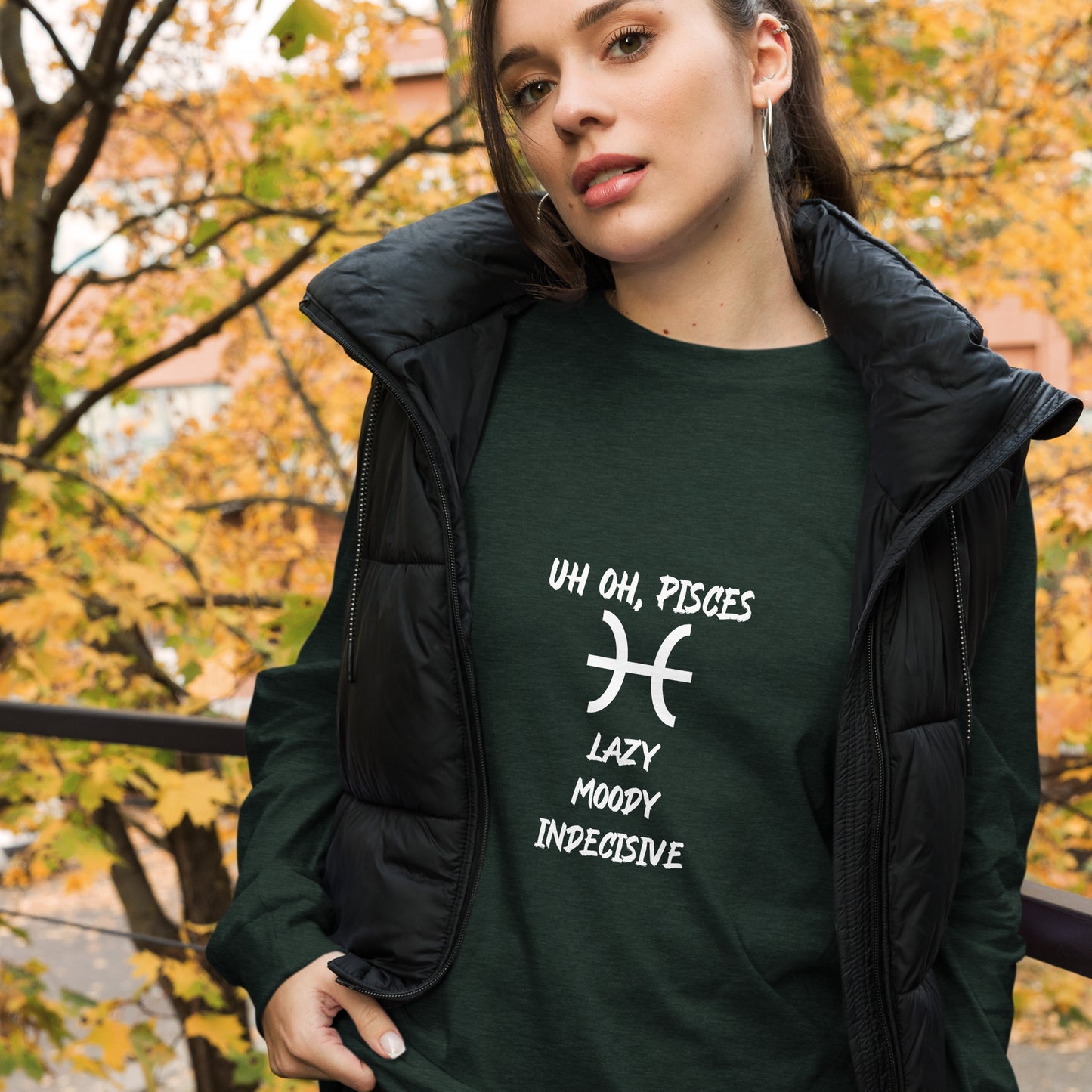 “Uh Oh, Pisces” Unisex Long Sleeve Tee