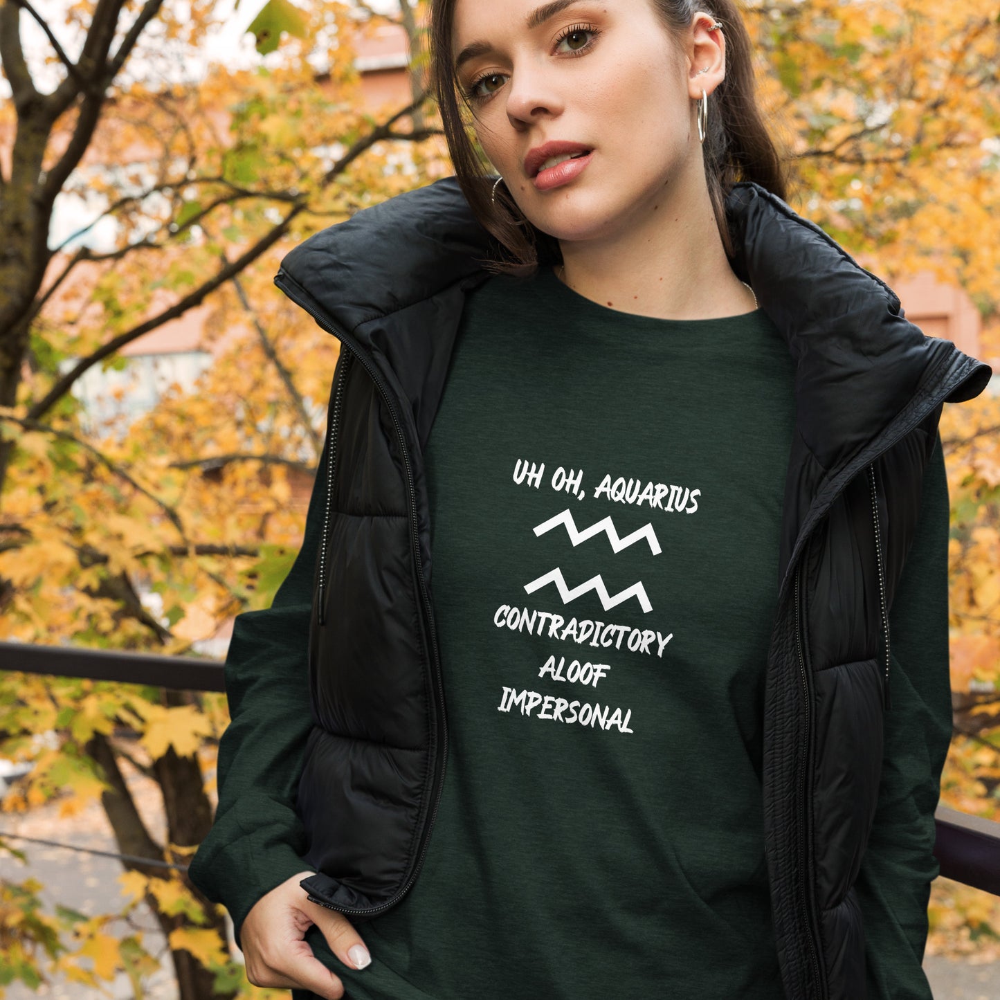 “Uh Oh, Aquarius” Unisex Long Sleeve Tee
