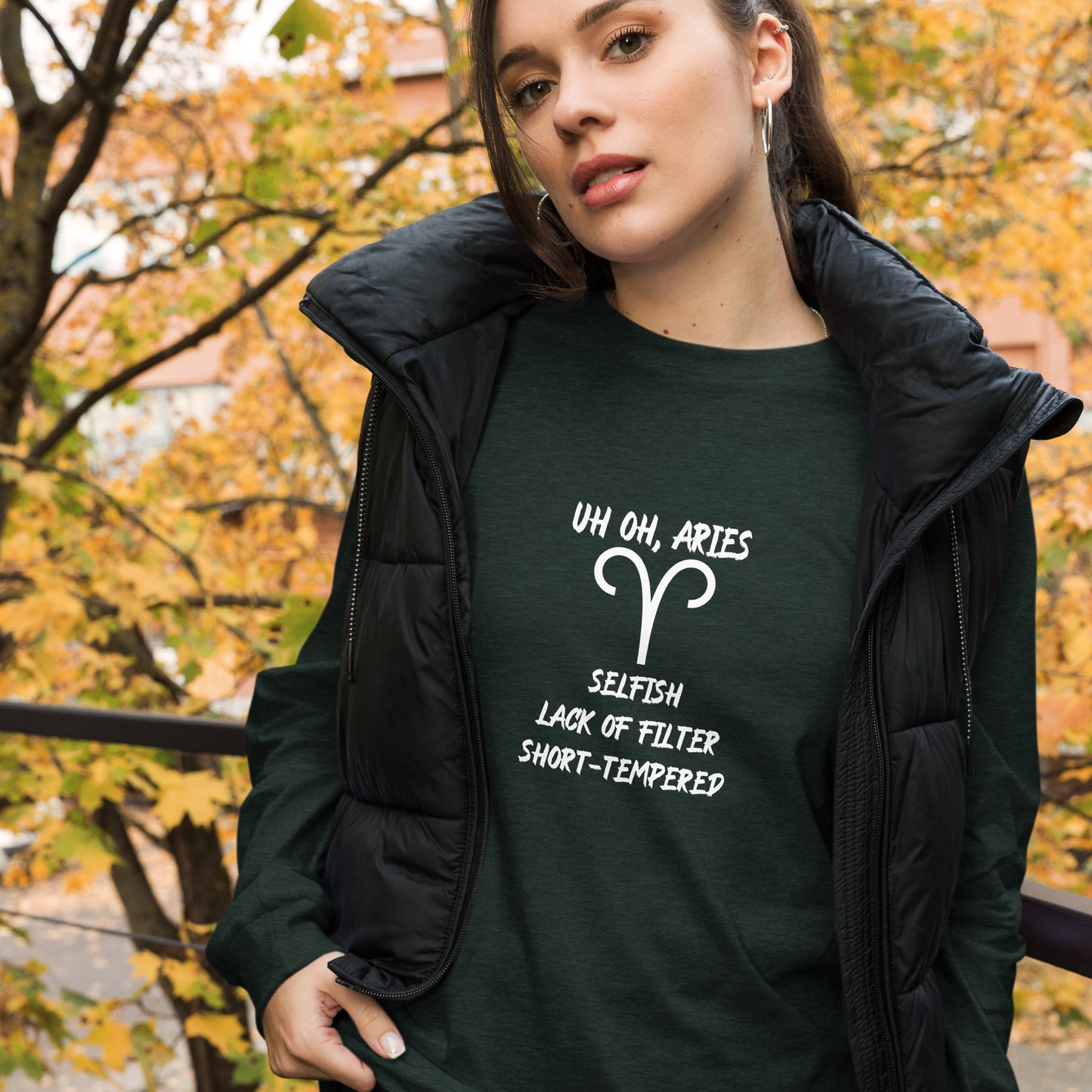 “Uh Oh, Aries” Unisex Long Sleeve Tee