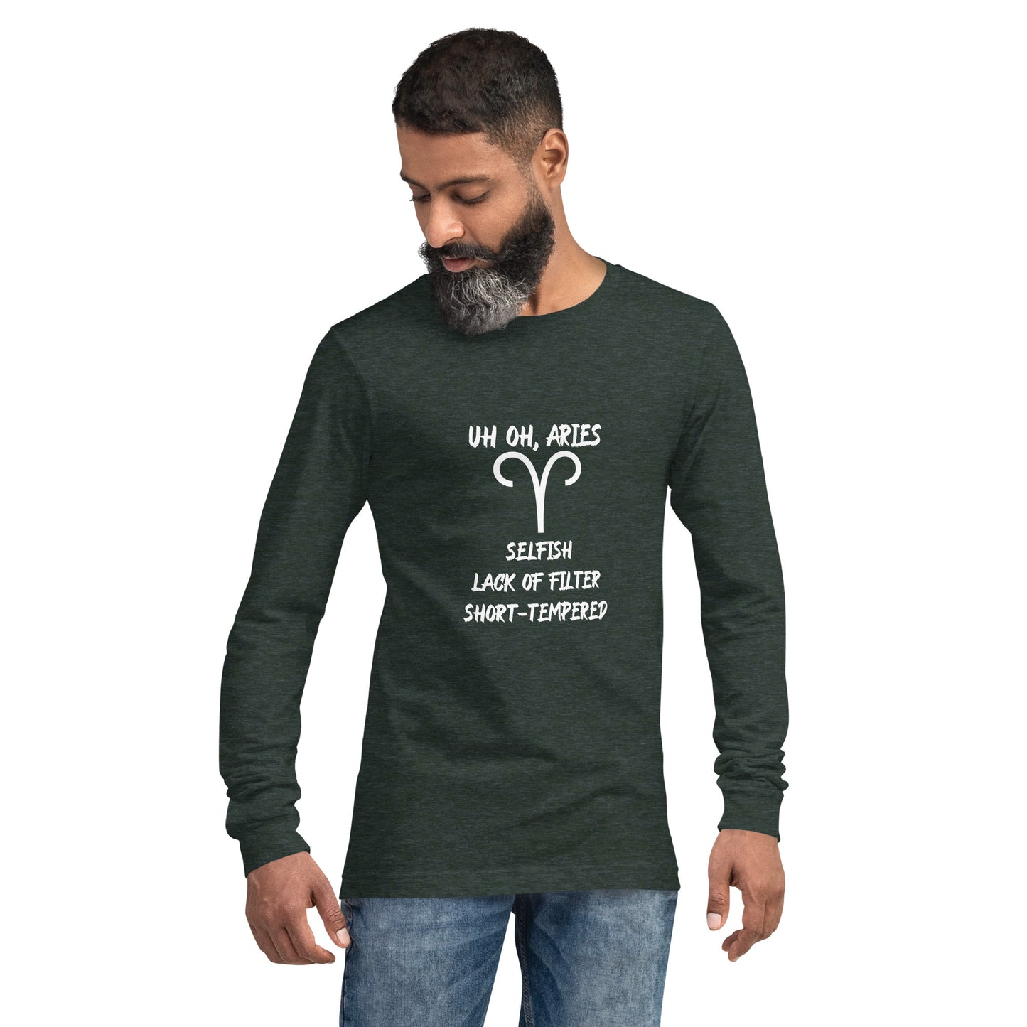 “Uh Oh, Aries” Unisex Long Sleeve Tee