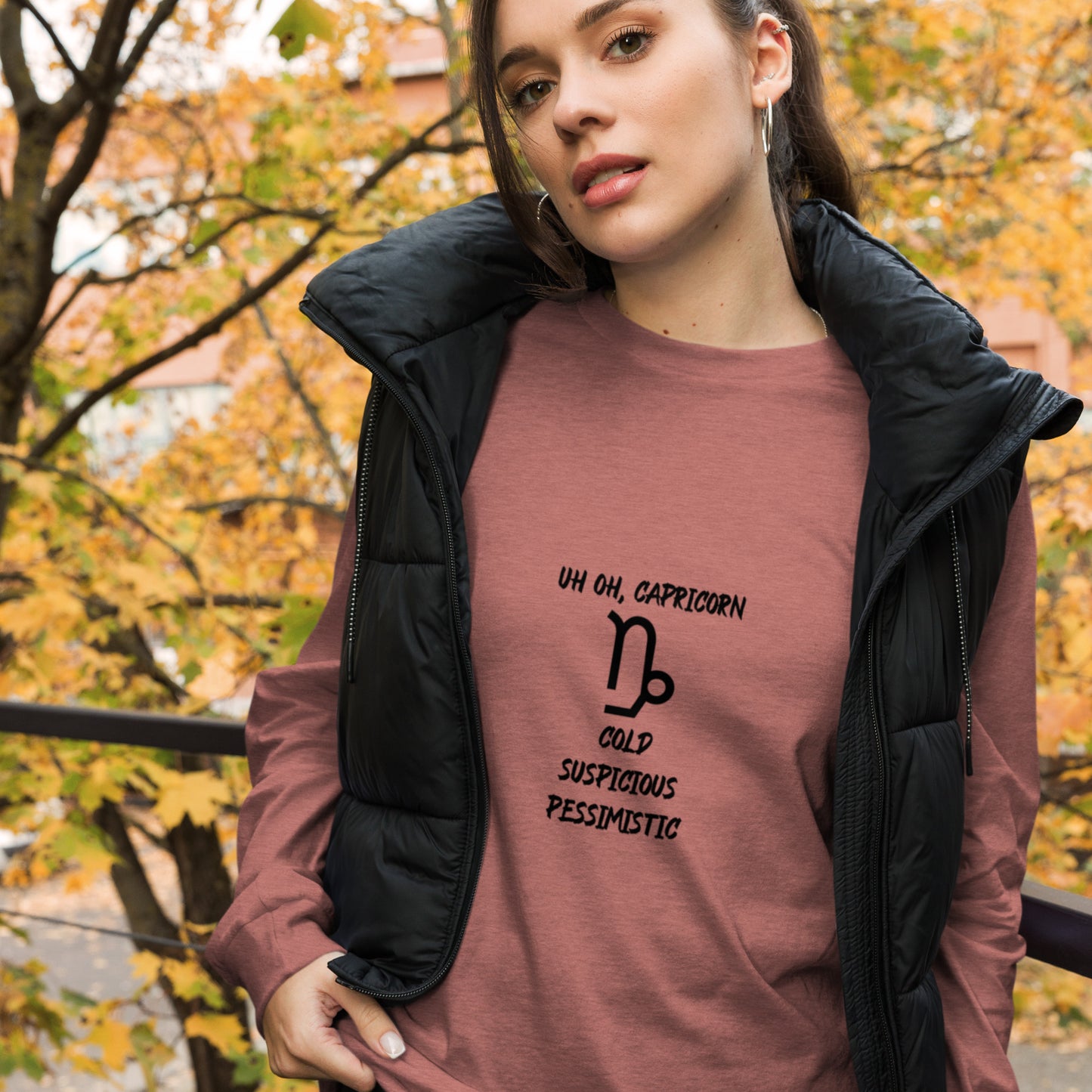 “Uh Oh, Capricorn” Unisex Long Sleeve Tee