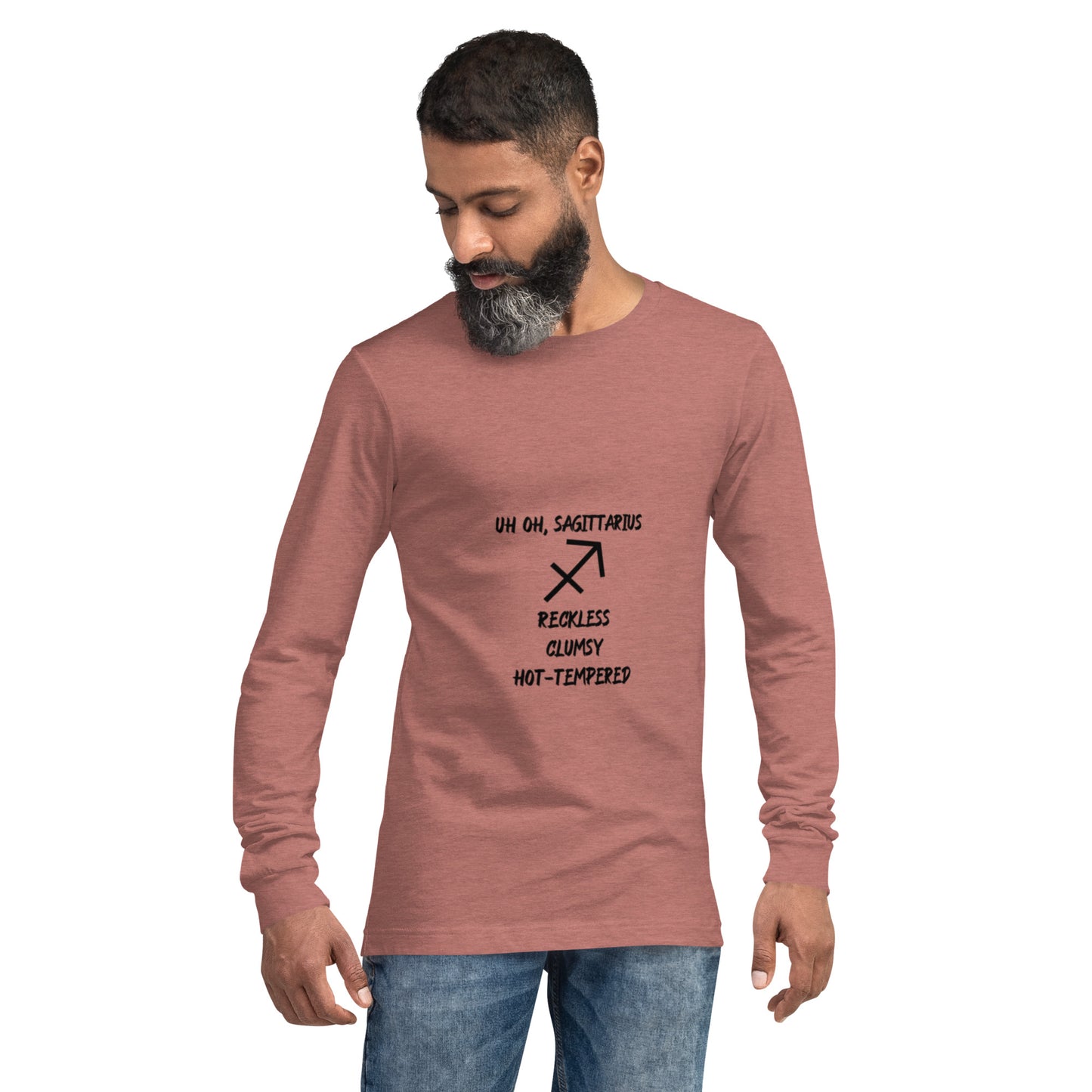 “Uh Oh, Sagittarius” Unisex Long Sleeve Tee
