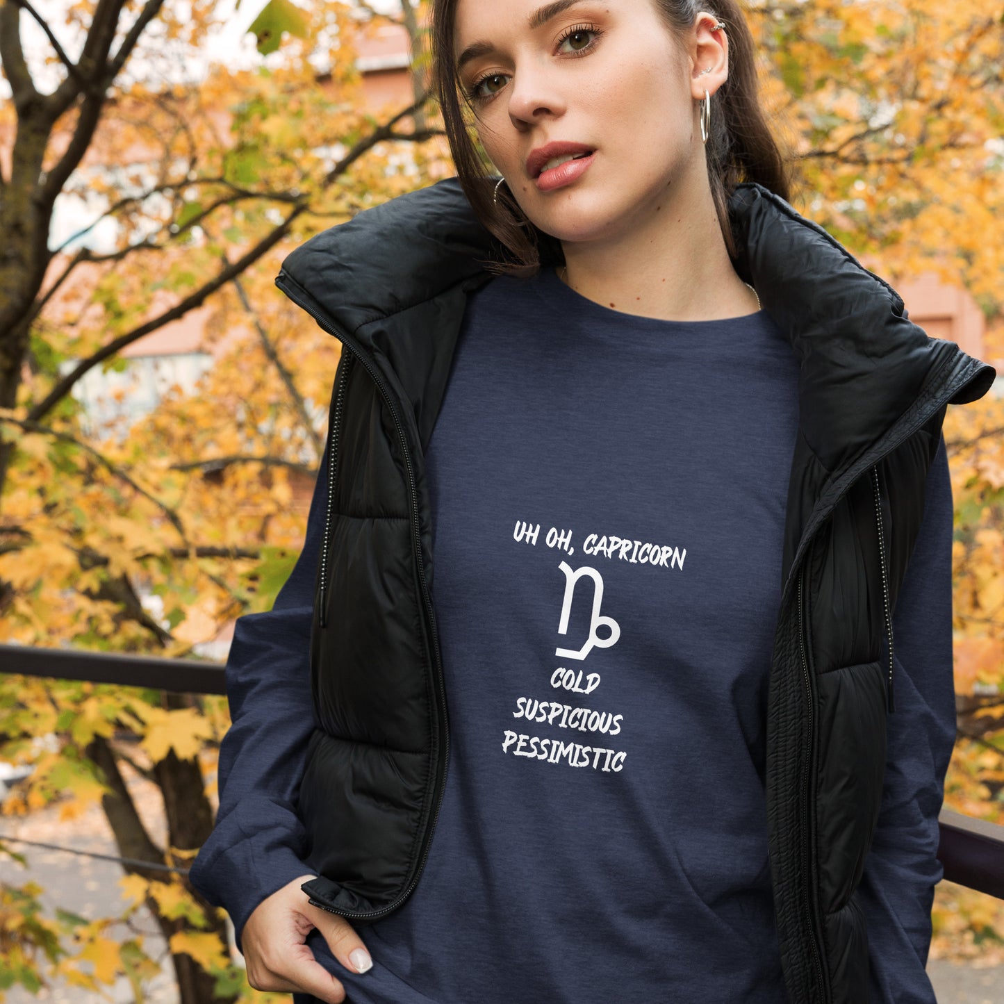 “Uh Oh, Capricorn” Unisex Long Sleeve Tee