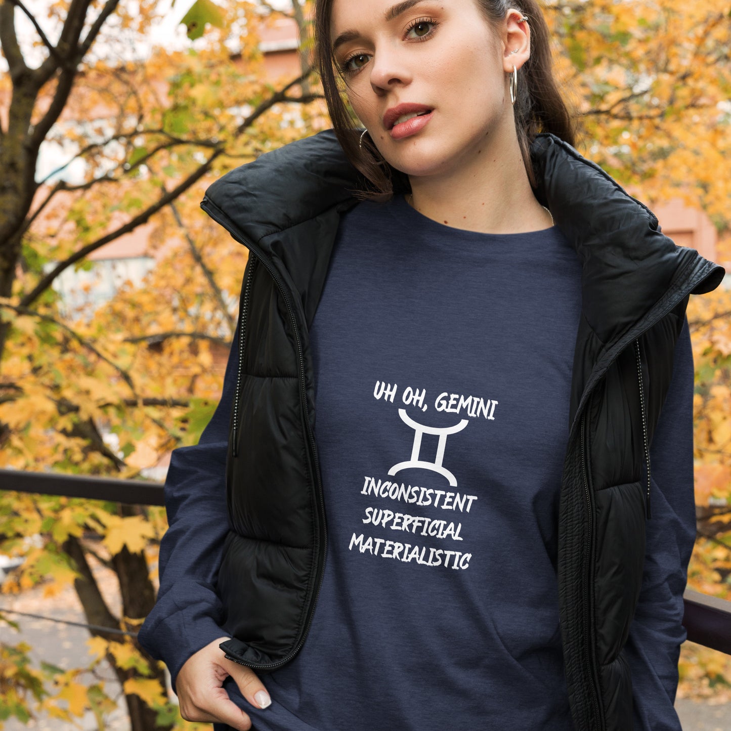 “Uh Oh, Gemini” Unisex Long Sleeve Tee