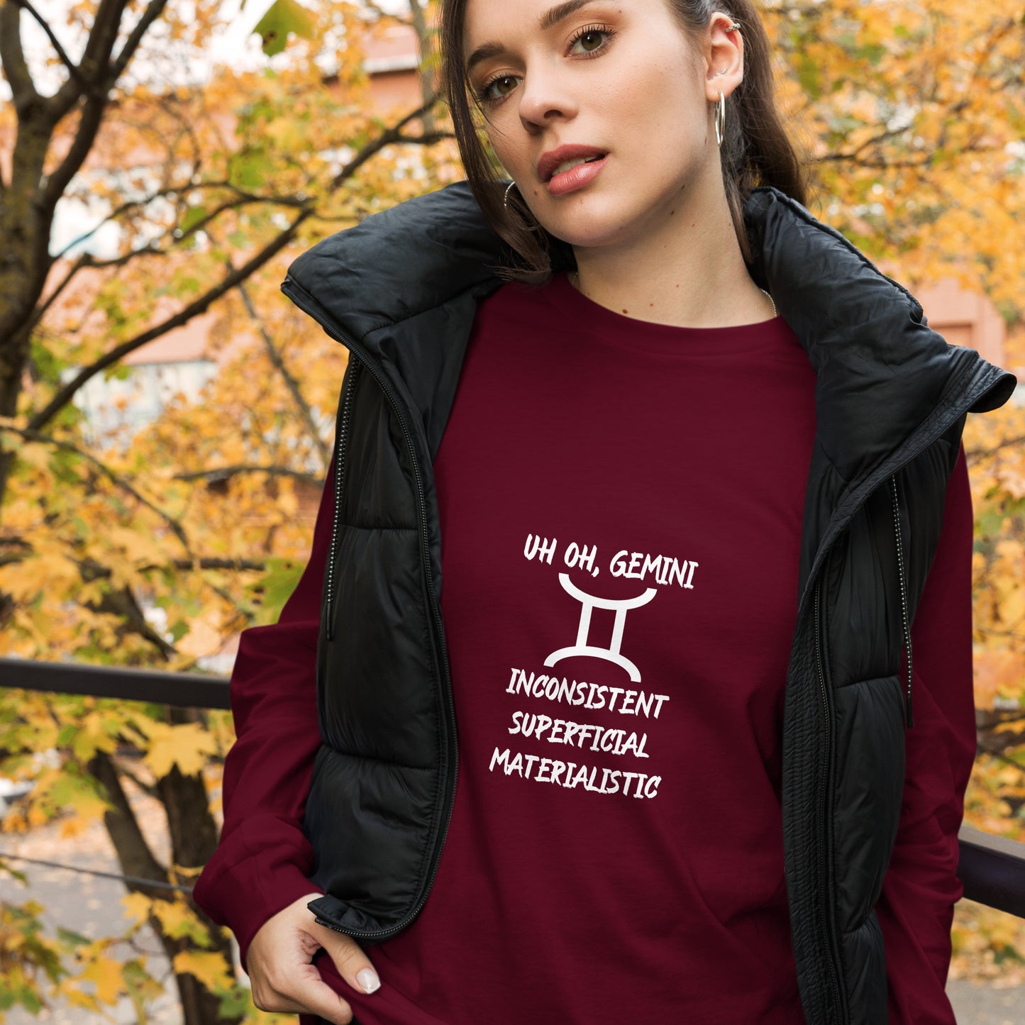 “Uh Oh, Gemini” Unisex Long Sleeve Tee