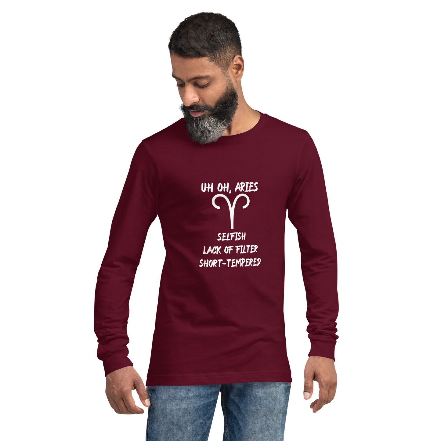 “Uh Oh, Aries” Unisex Long Sleeve Tee