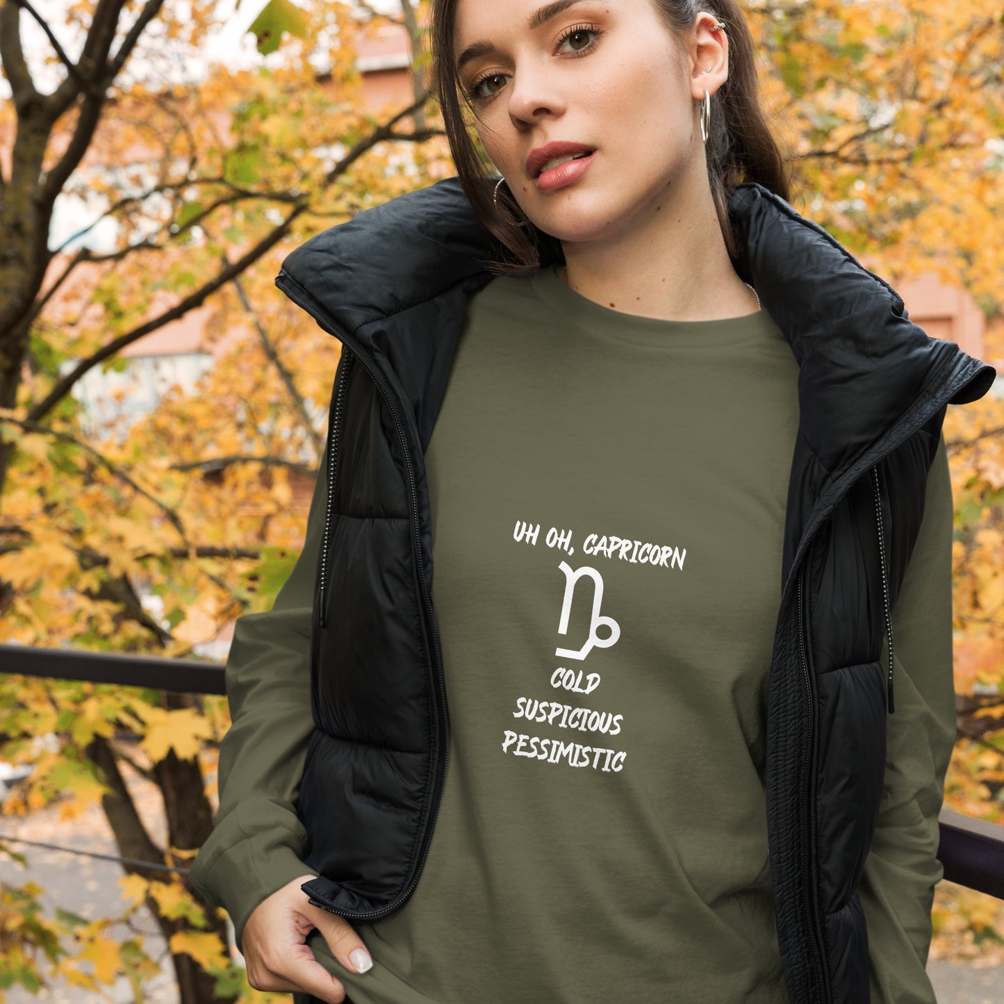 “Uh Oh, Capricorn” Unisex Long Sleeve Tee