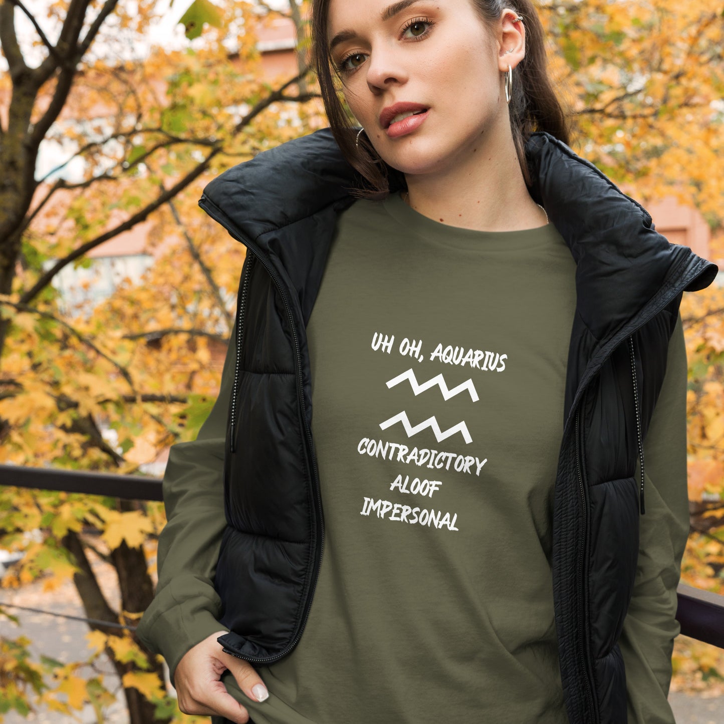 “Uh Oh, Aquarius” Unisex Long Sleeve Tee
