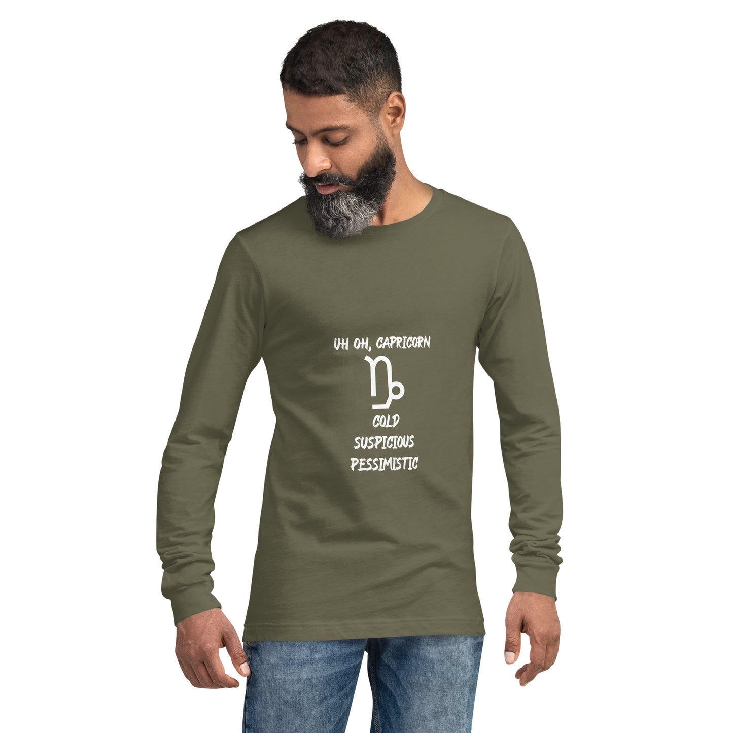 “Uh Oh, Capricorn” Unisex Long Sleeve Tee
