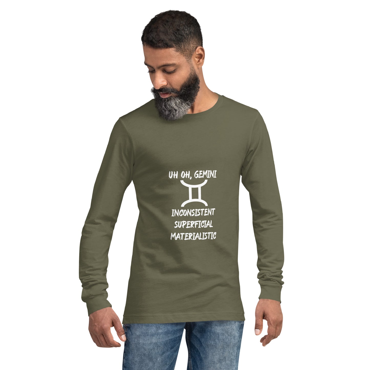“Uh Oh, Gemini” Unisex Long Sleeve Tee
