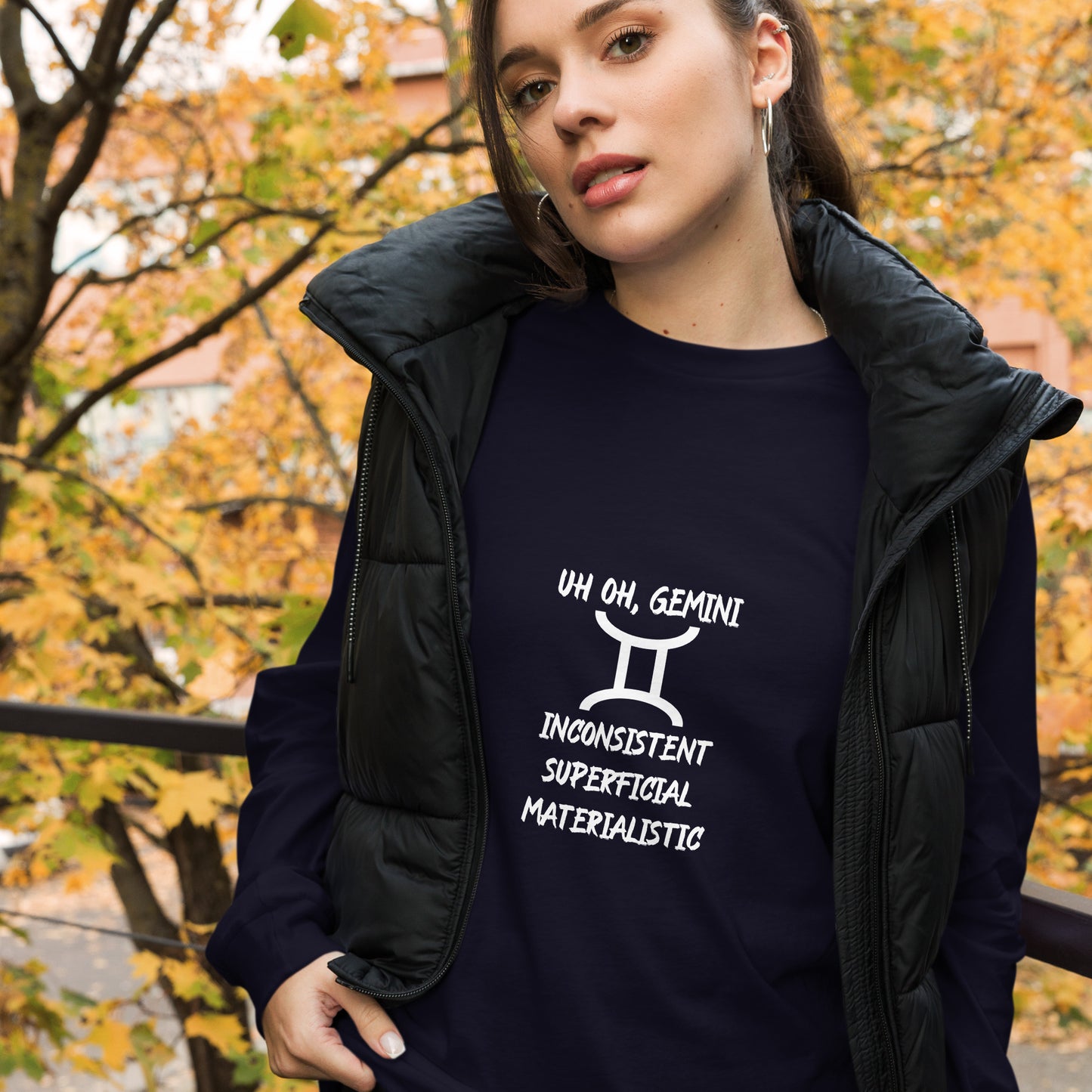 “Uh Oh, Gemini” Unisex Long Sleeve Tee