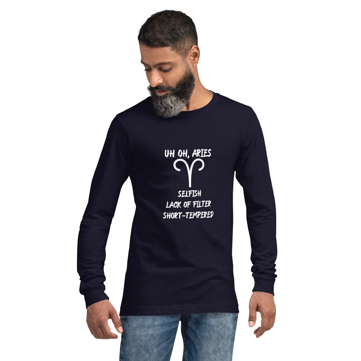 “Uh Oh, Aries” Unisex Long Sleeve Tee