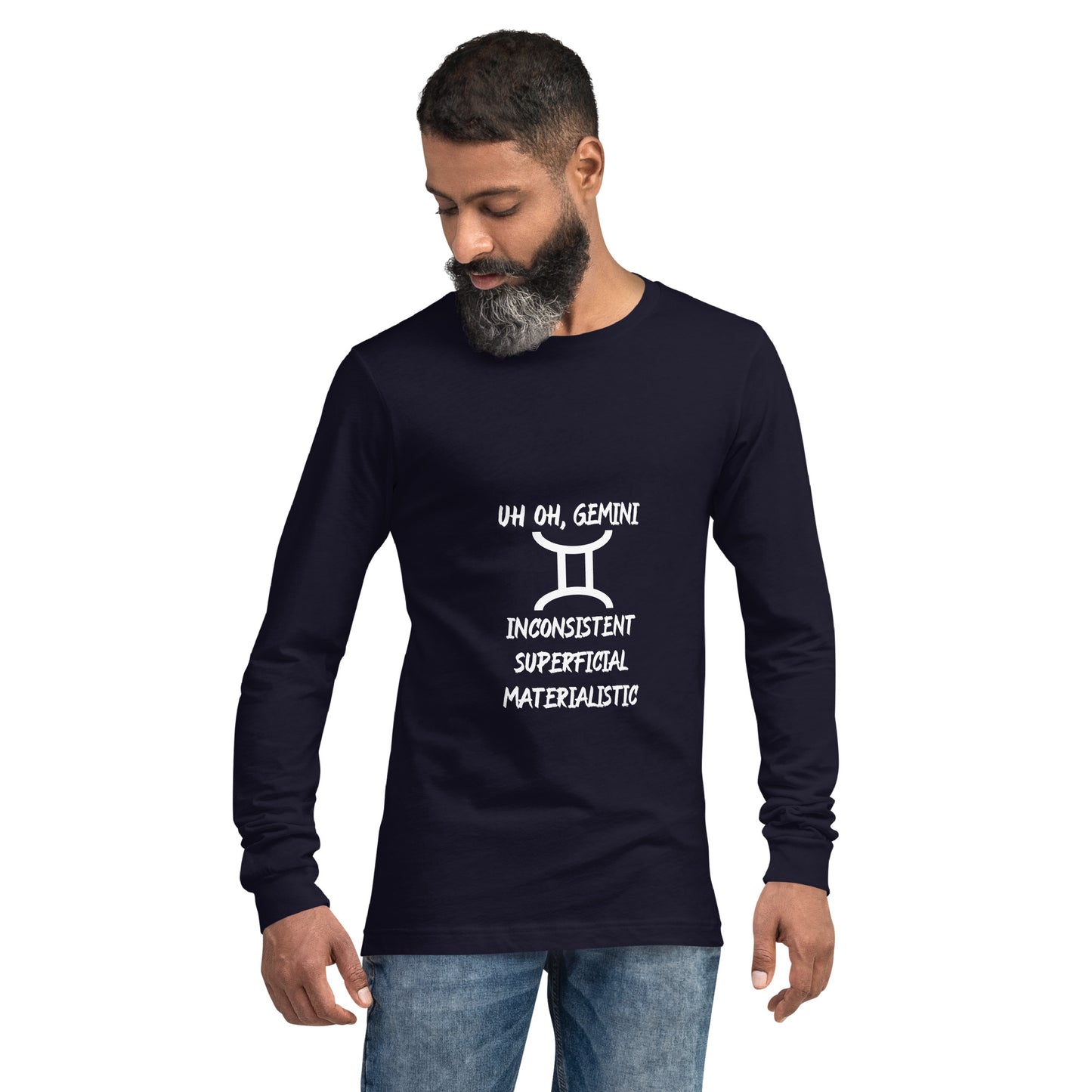 “Uh Oh, Gemini” Unisex Long Sleeve Tee