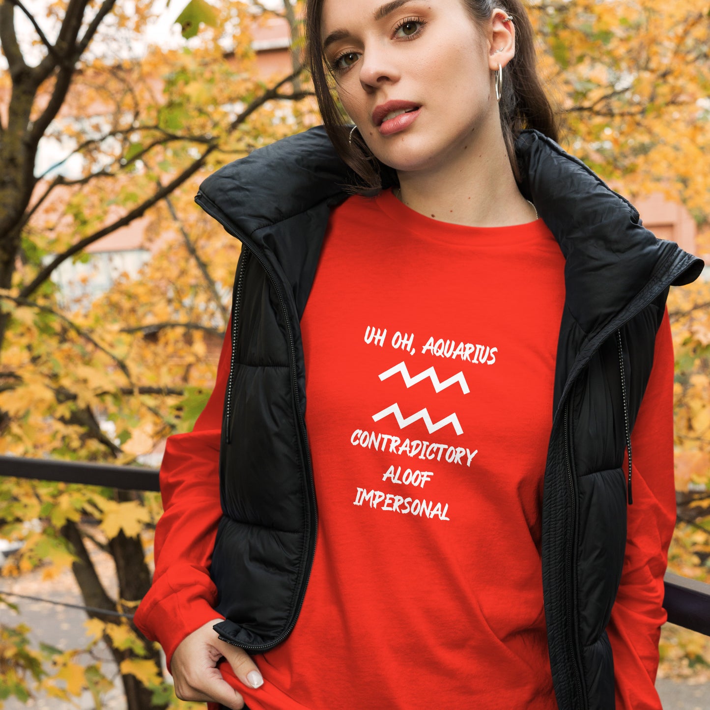 “Uh Oh, Aquarius” Unisex Long Sleeve Tee