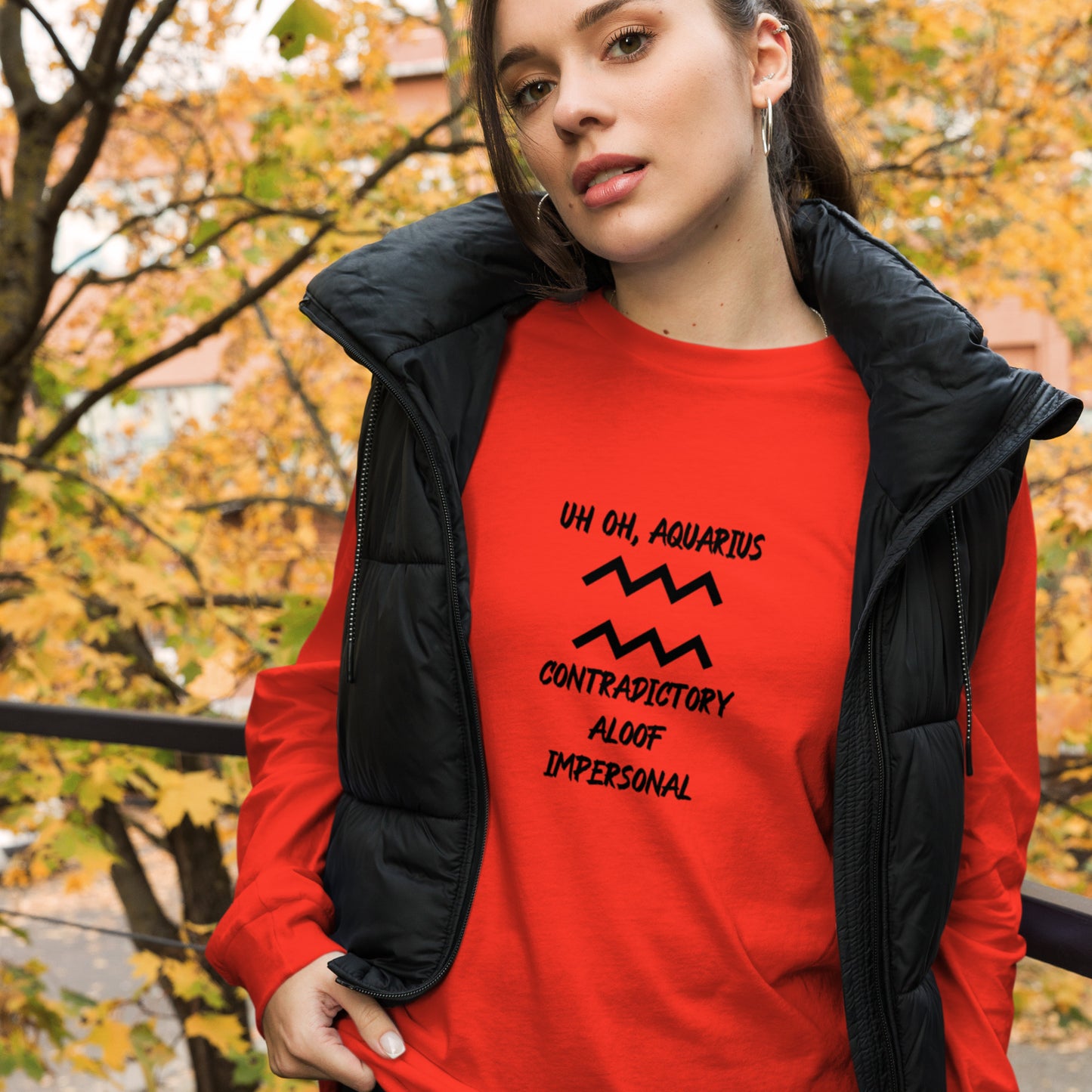 “Uh Oh, Aquarius” Unisex Long Sleeve Tee