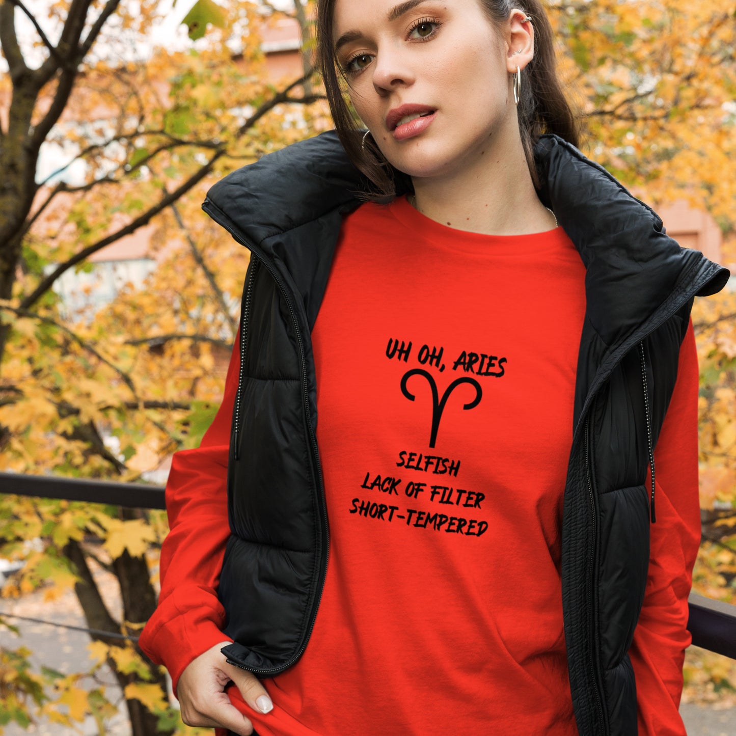 “Uh Oh, Aries” Unisex Long Sleeve Tee