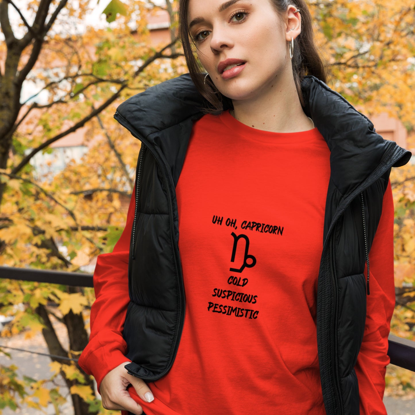“Uh Oh, Capricorn” Unisex Long Sleeve Tee