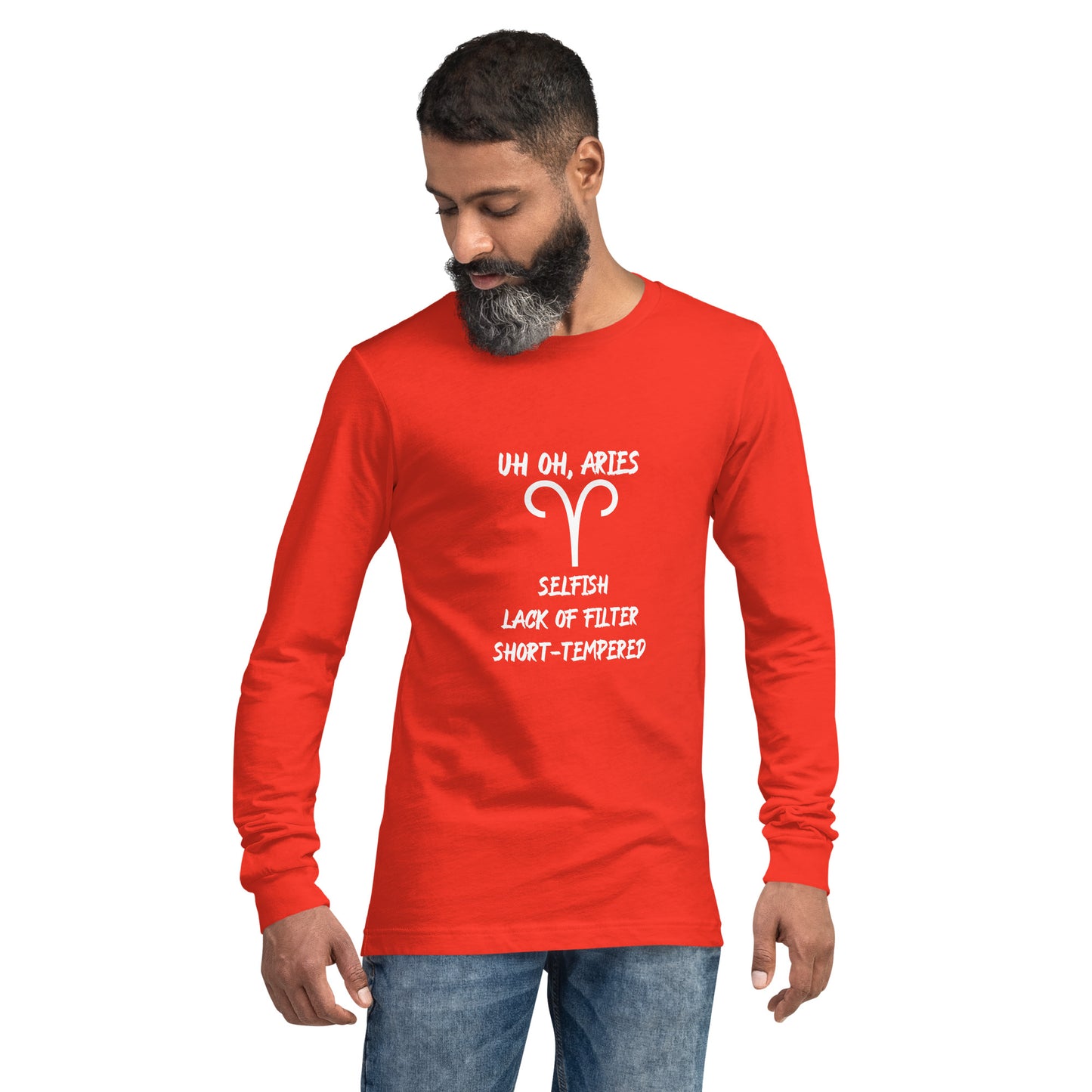 “Uh Oh, Aries” Unisex Long Sleeve Tee
