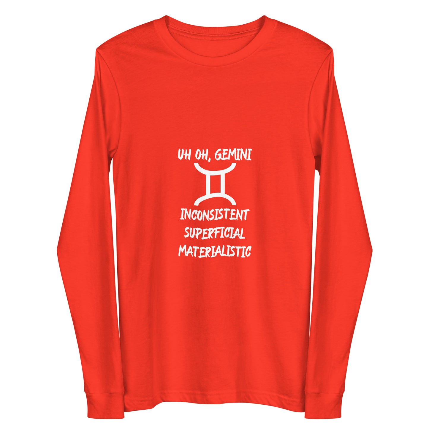 “Uh Oh, Gemini” Unisex Long Sleeve Tee