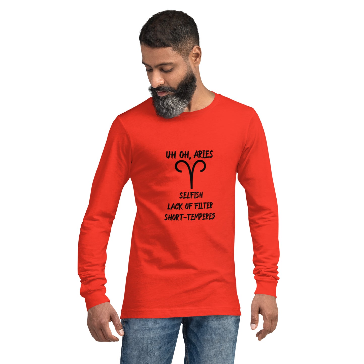 “Uh Oh, Aries” Unisex Long Sleeve Tee