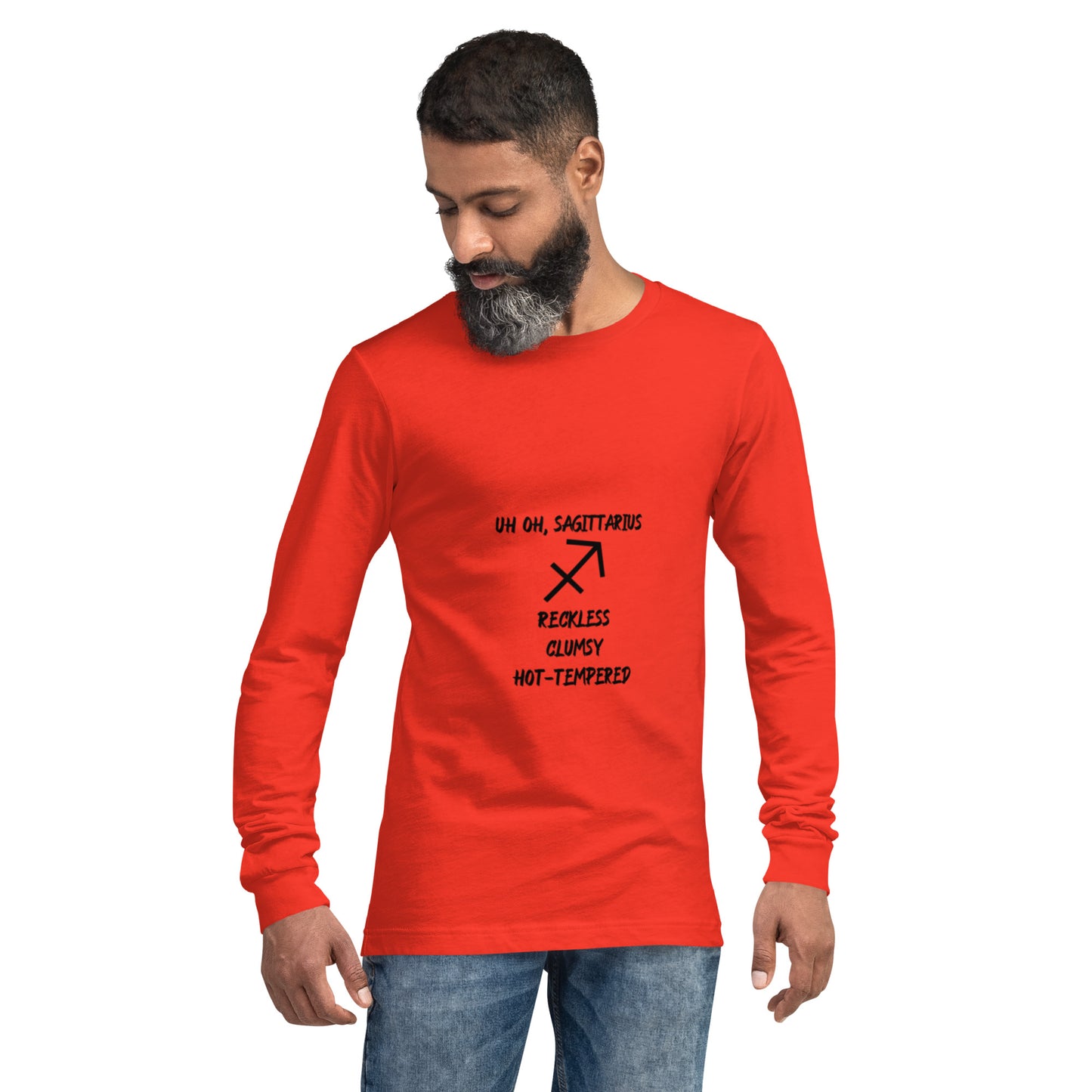 “Uh Oh, Sagittarius” Unisex Long Sleeve Tee