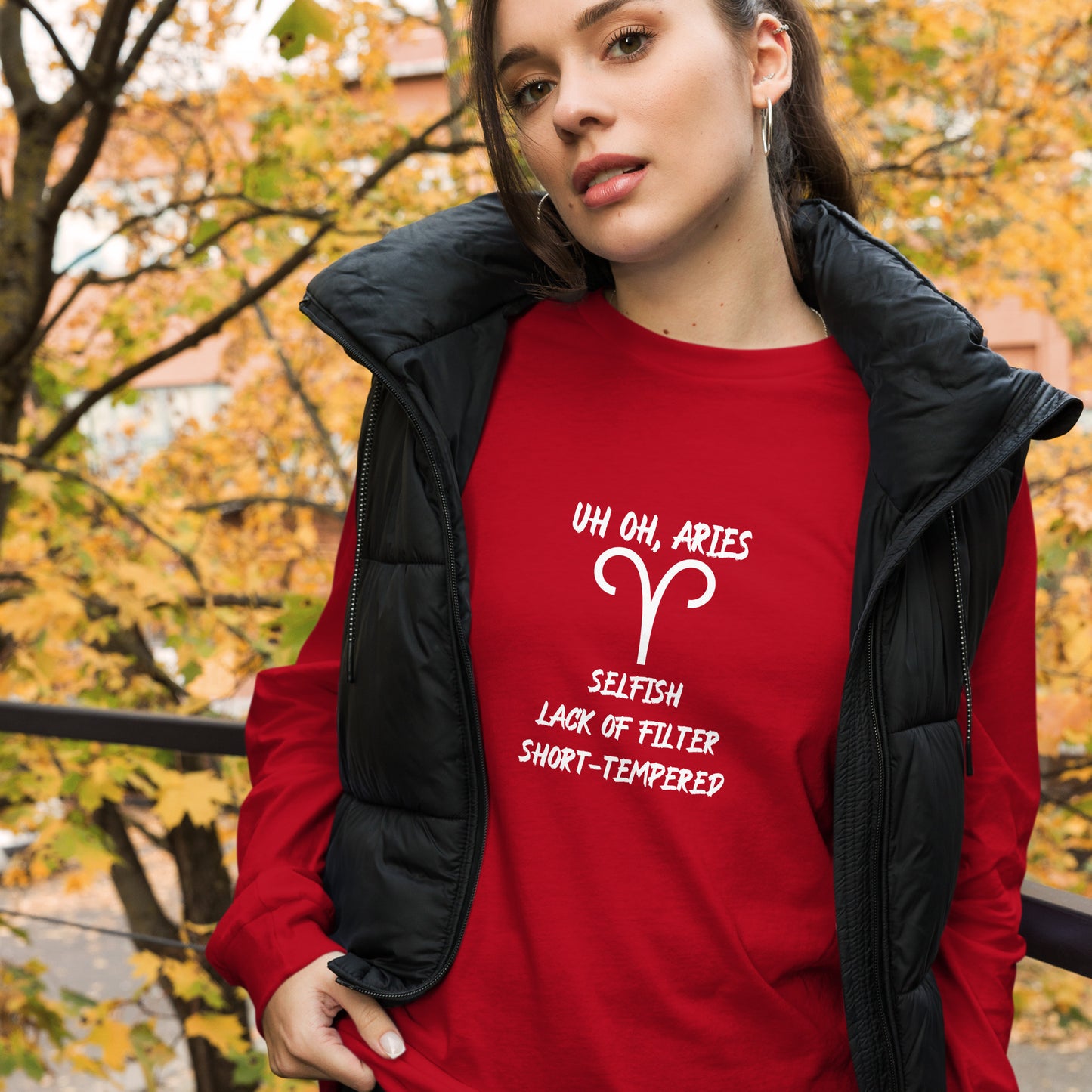“Uh Oh, Aries” Unisex Long Sleeve Tee