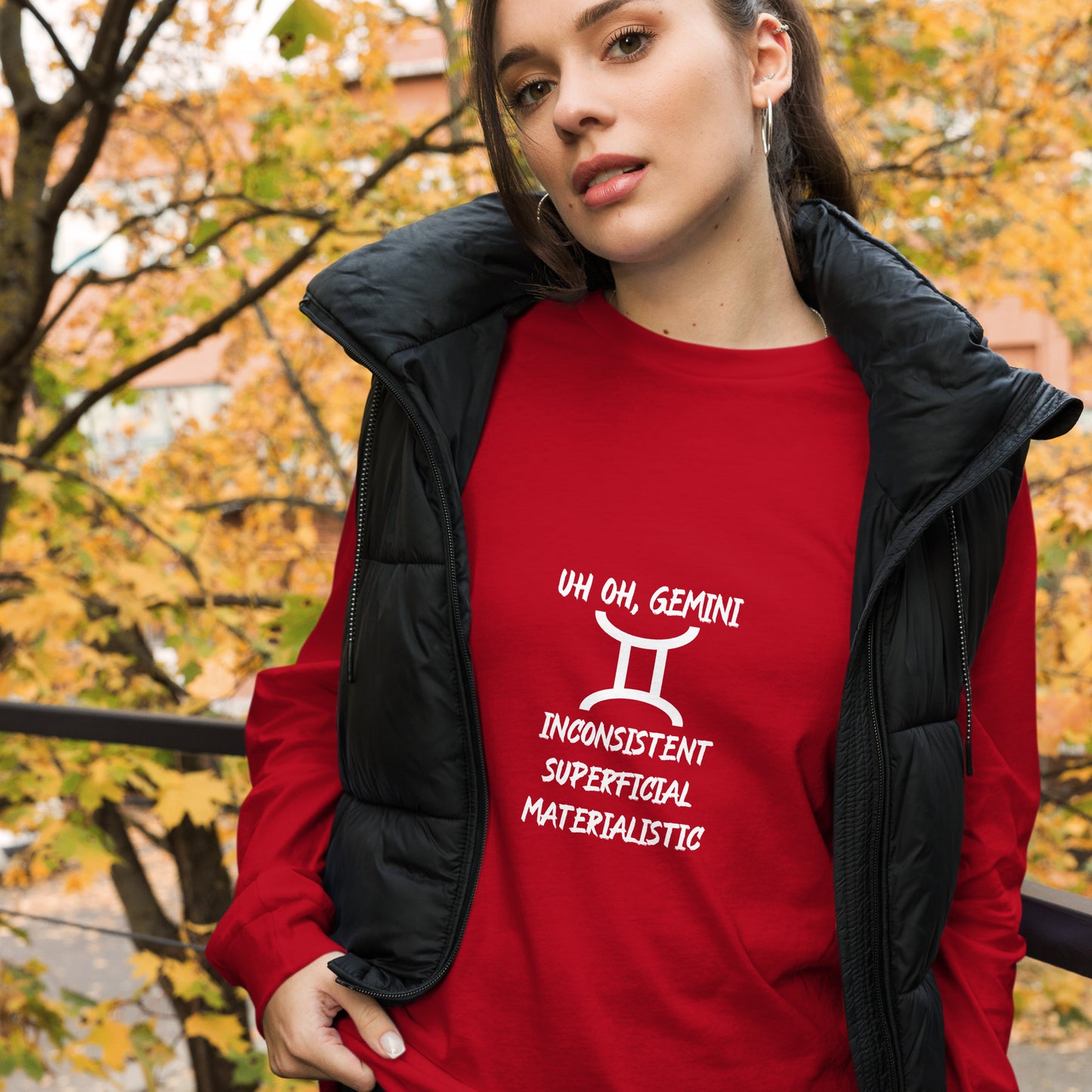“Uh Oh, Gemini” Unisex Long Sleeve Tee