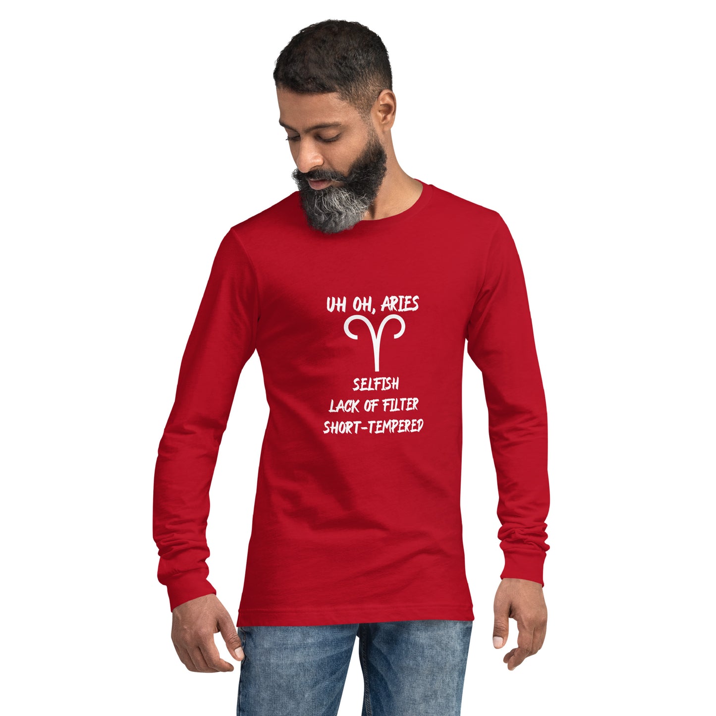 “Uh Oh, Aries” Unisex Long Sleeve Tee