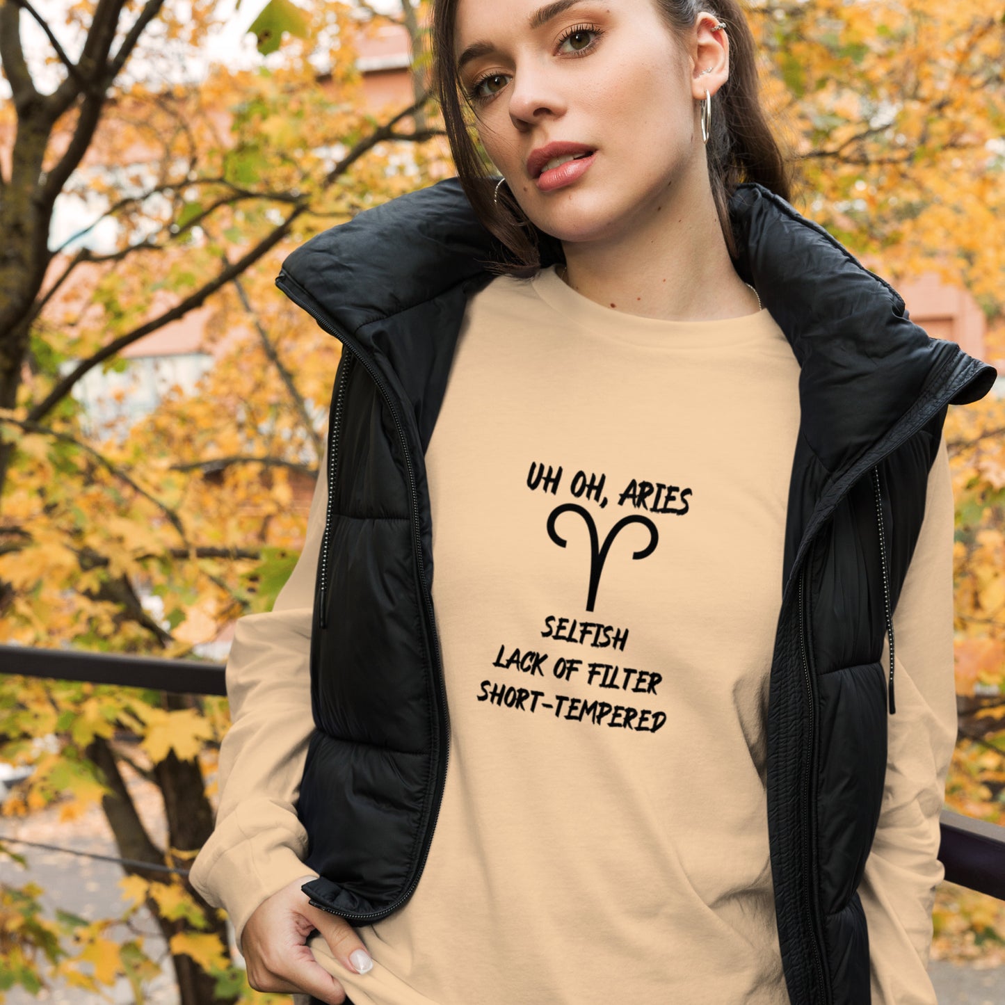 “Uh Oh, Aries” Unisex Long Sleeve Tee