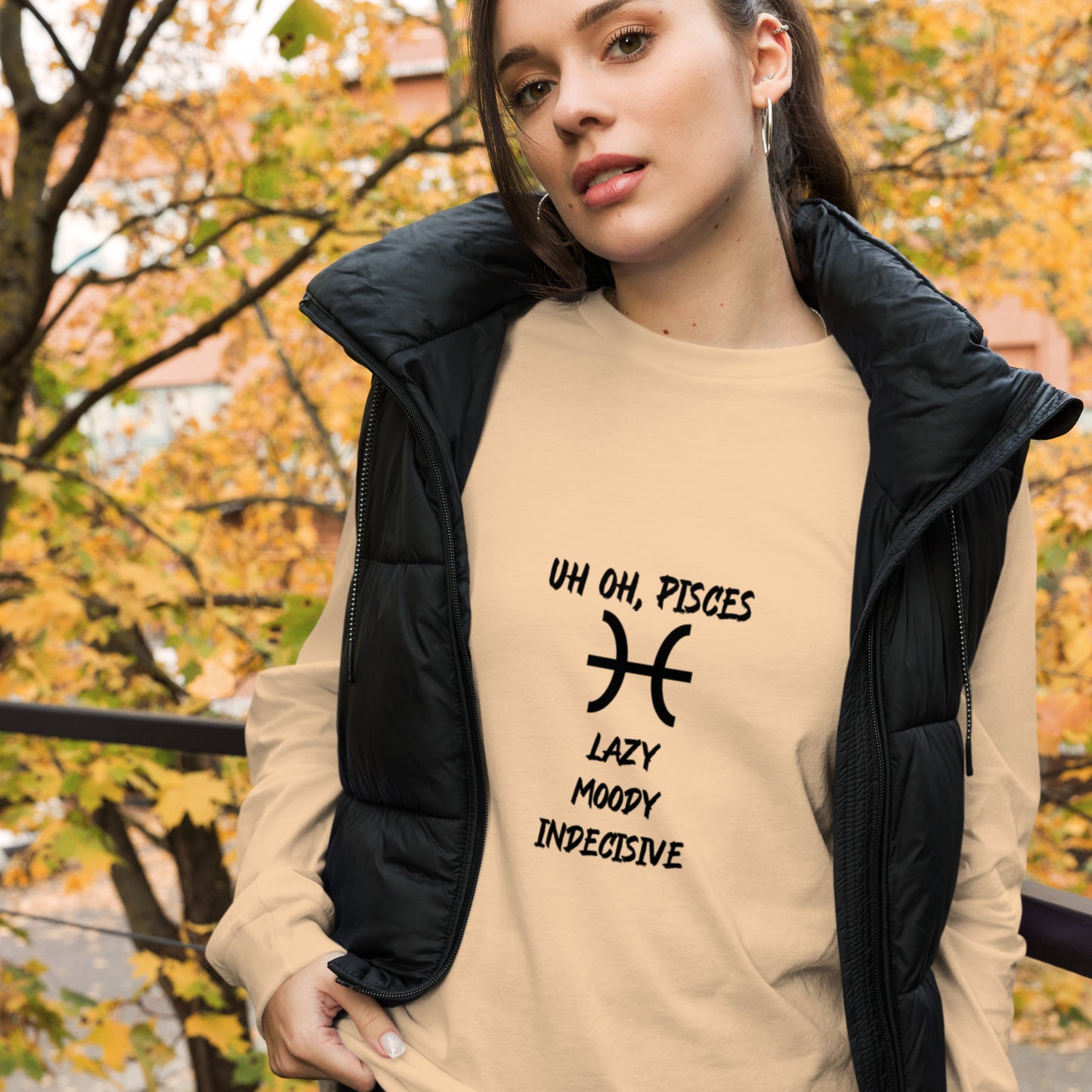 “Uh Oh, Pisces” Unisex Long Sleeve Tee