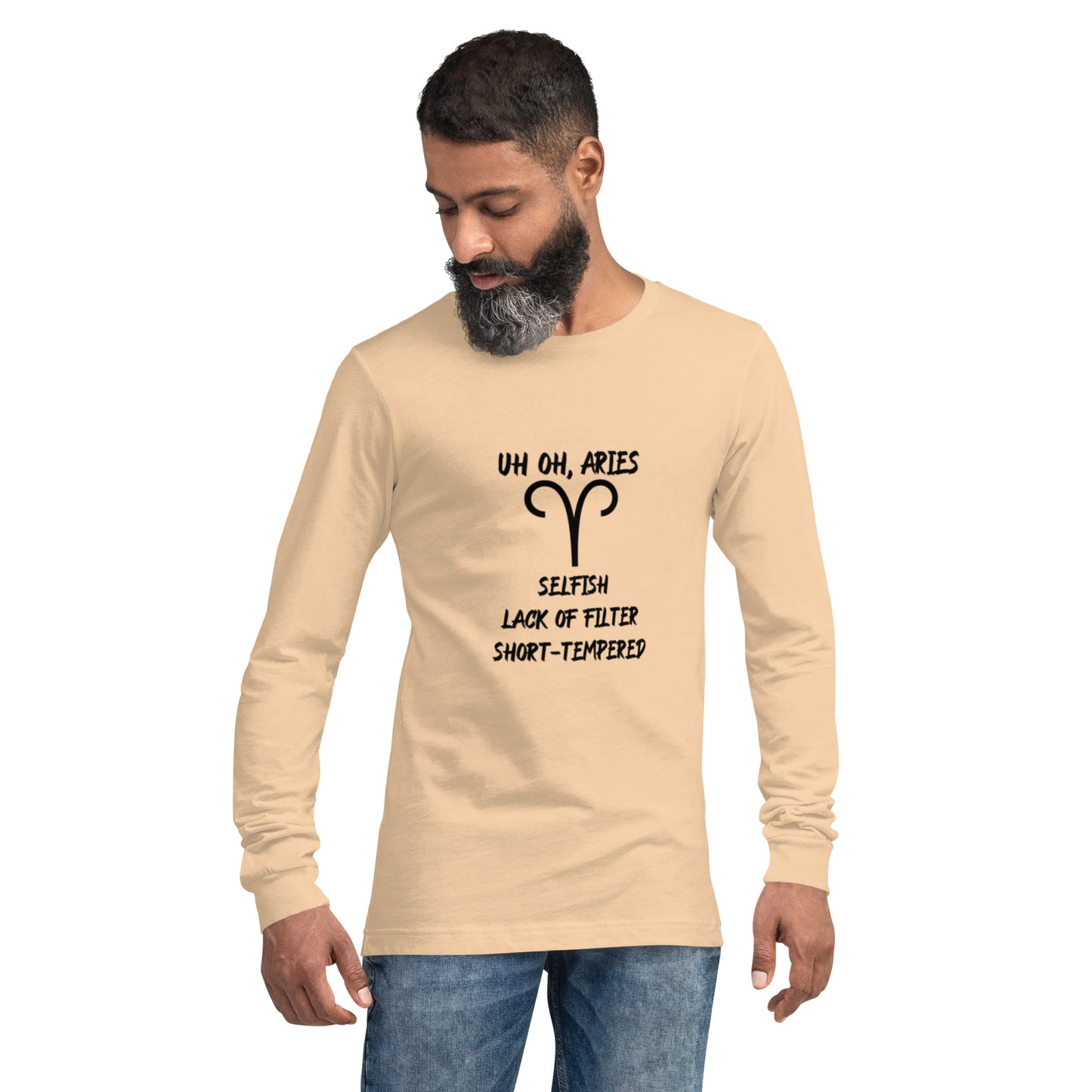 “Uh Oh, Aries” Unisex Long Sleeve Tee