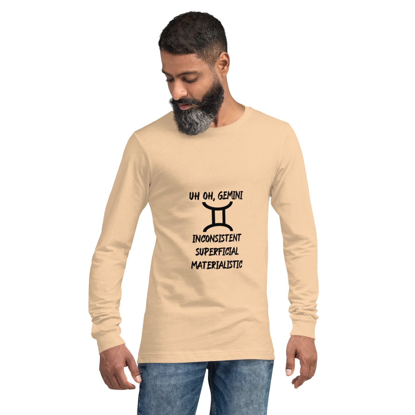 “Uh Oh, Gemini” Unisex Long Sleeve Tee