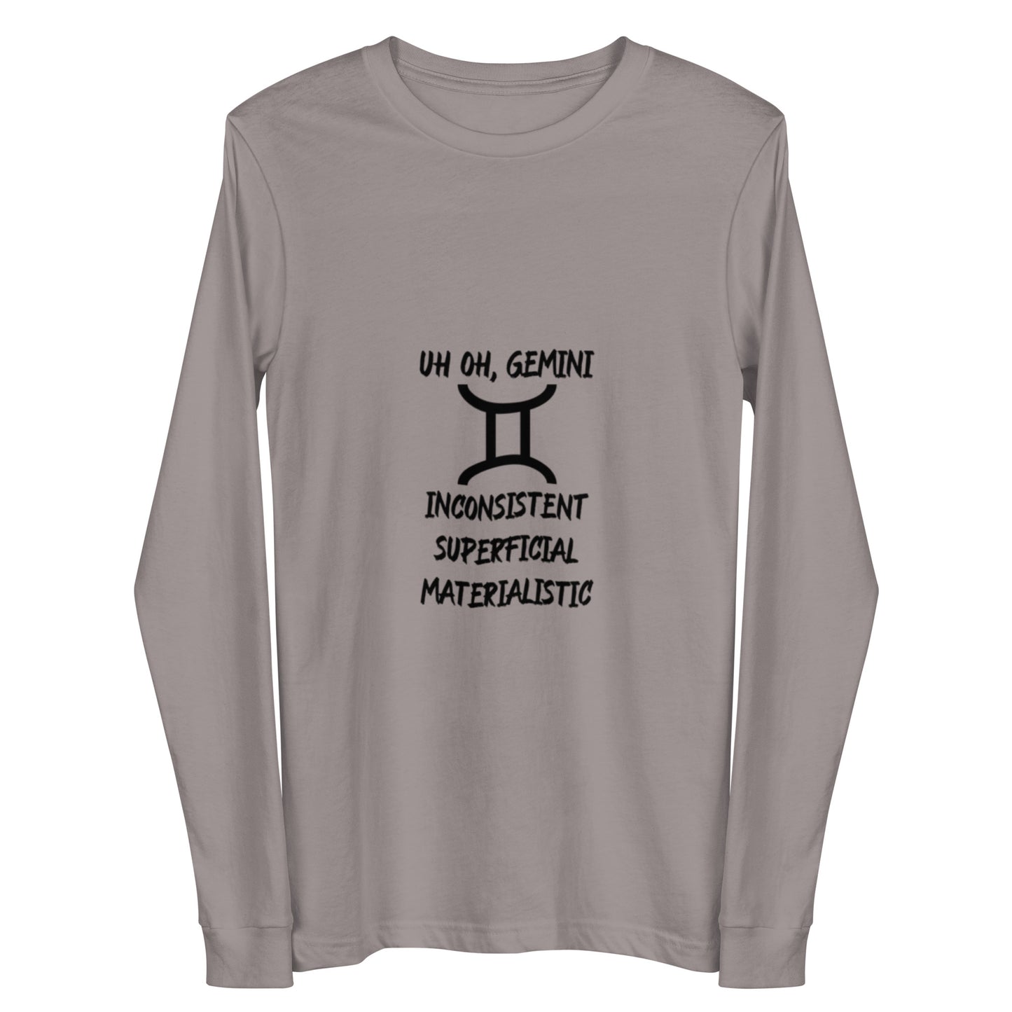 “Uh Oh, Gemini” Unisex Long Sleeve Tee