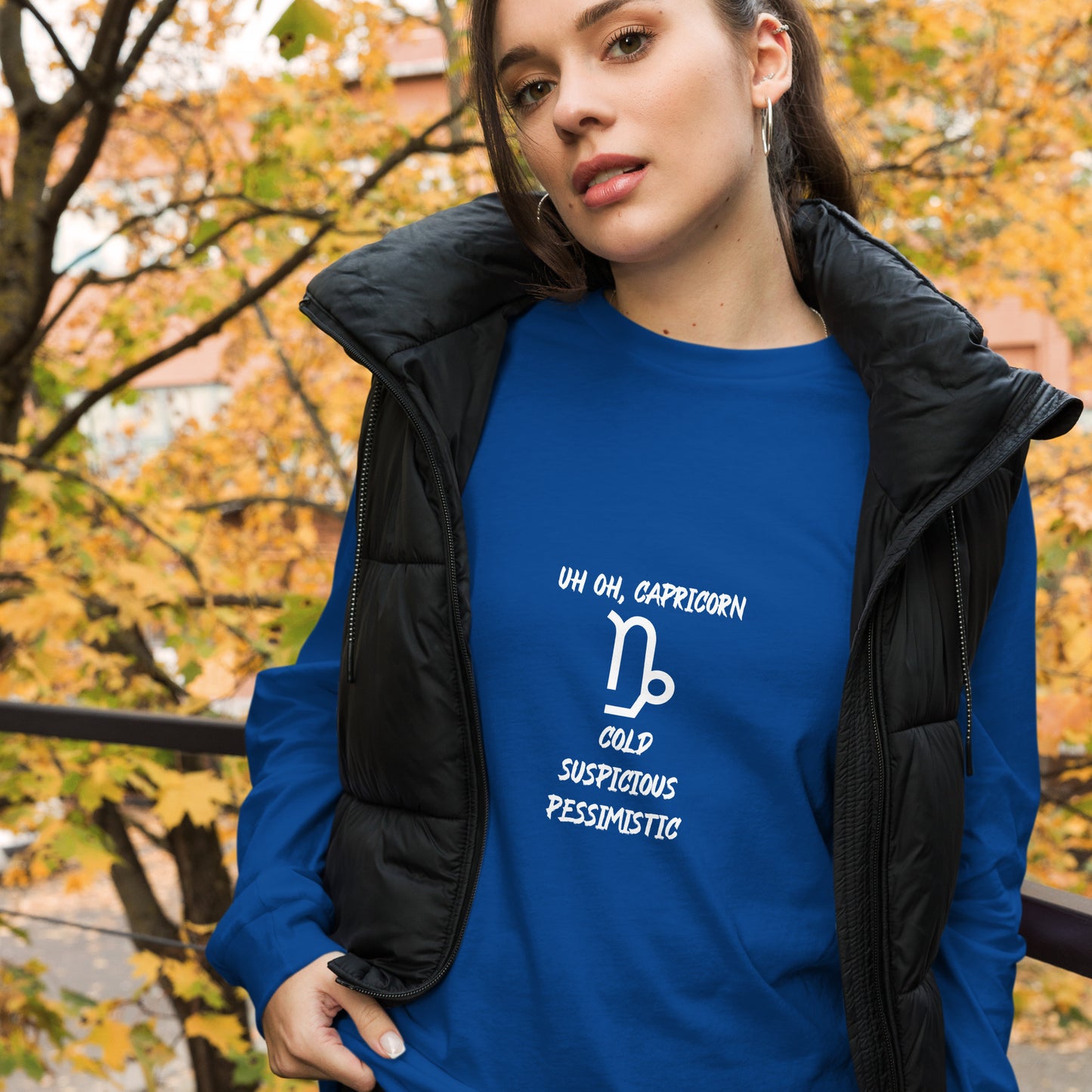 “Uh Oh, Capricorn” Unisex Long Sleeve Tee