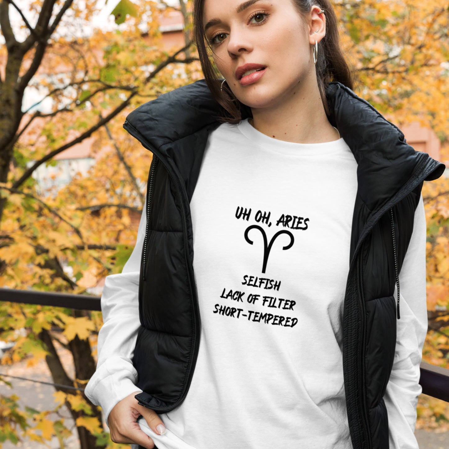 “Uh Oh, Aries” Unisex Long Sleeve Tee