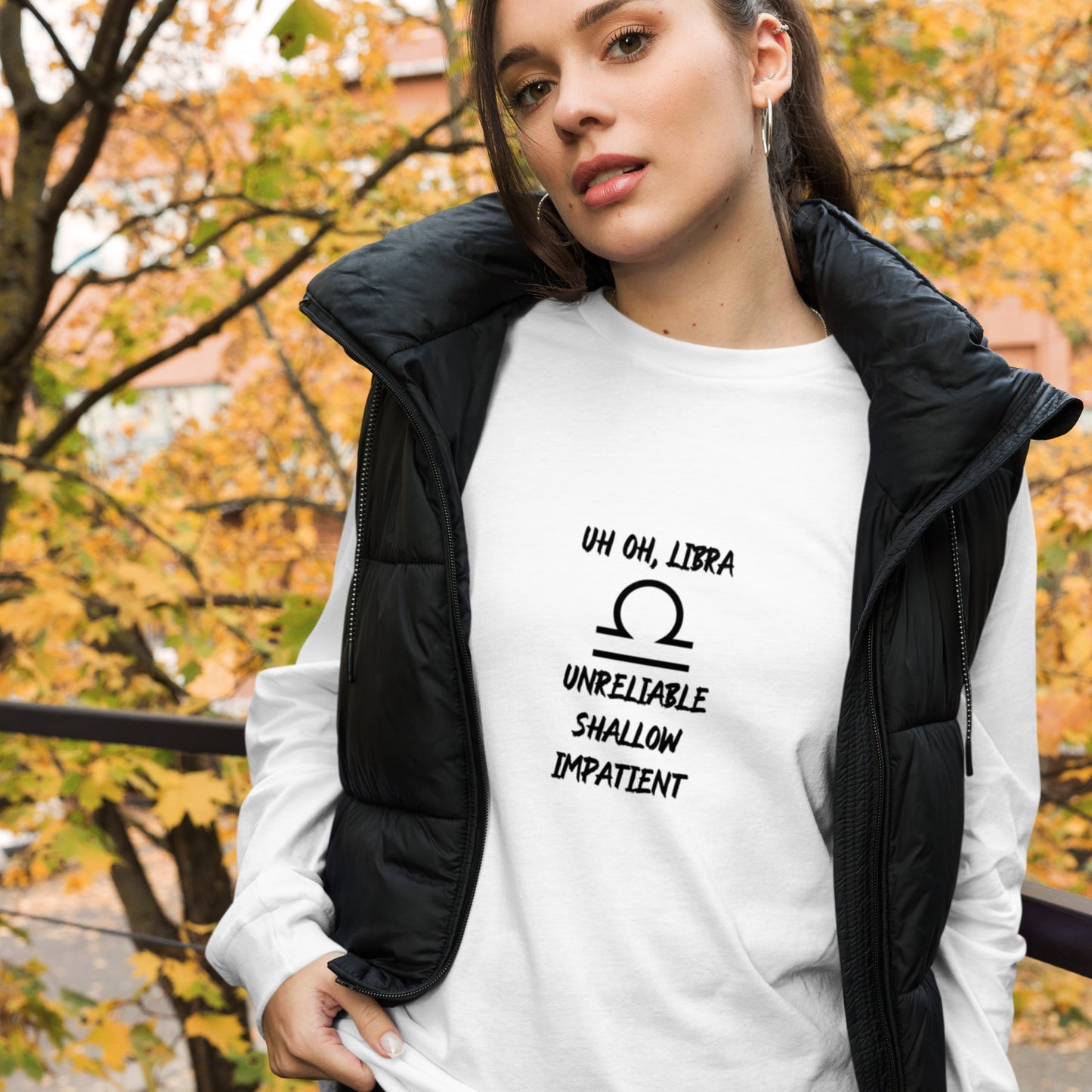 “Uh Oh, Libra” Unisex Long Sleeve Tee