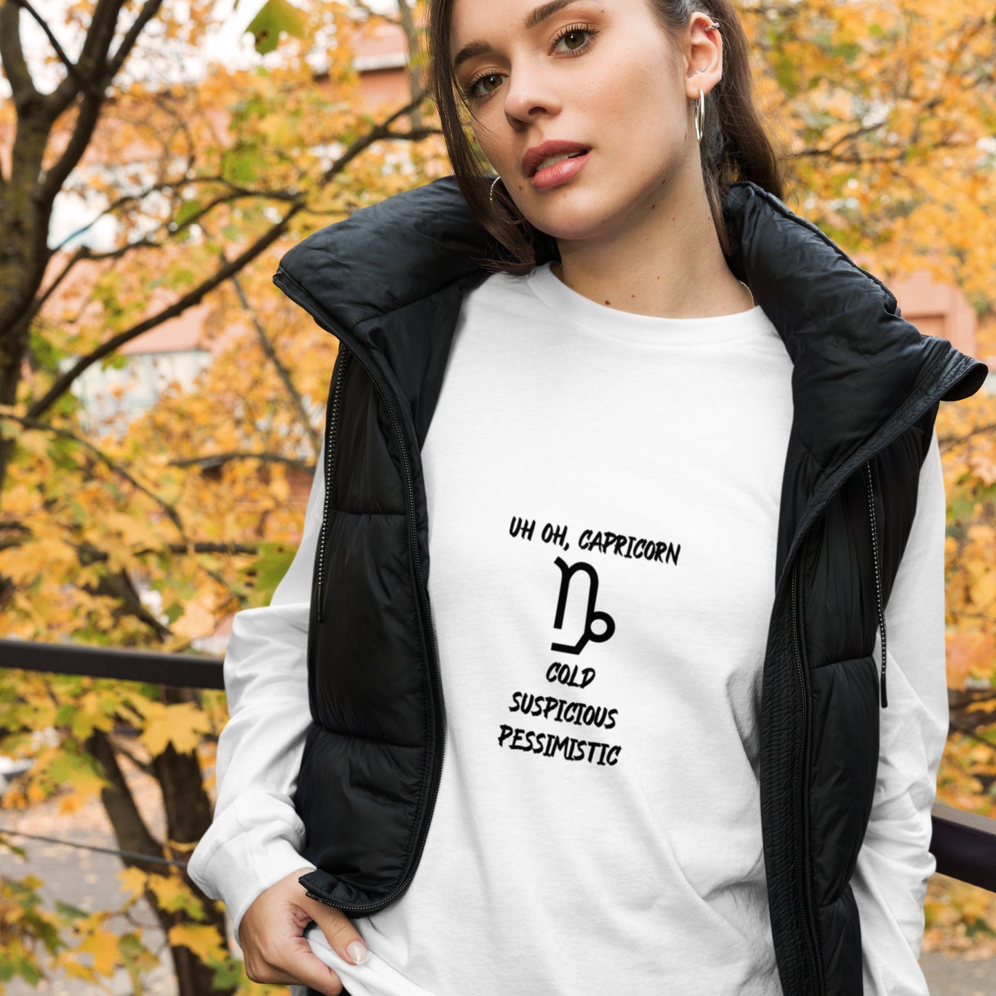 “Uh Oh, Capricorn” Unisex Long Sleeve Tee