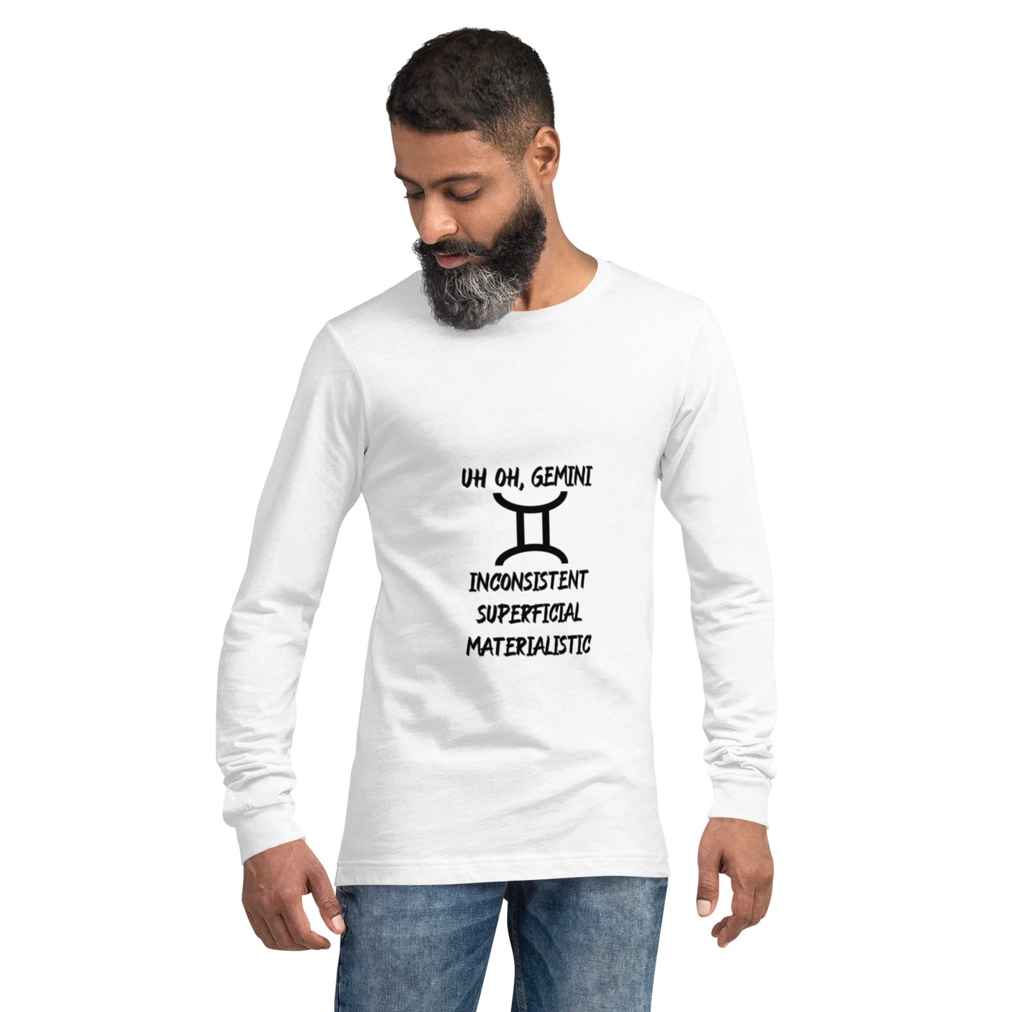 “Uh Oh, Gemini” Unisex Long Sleeve Tee
