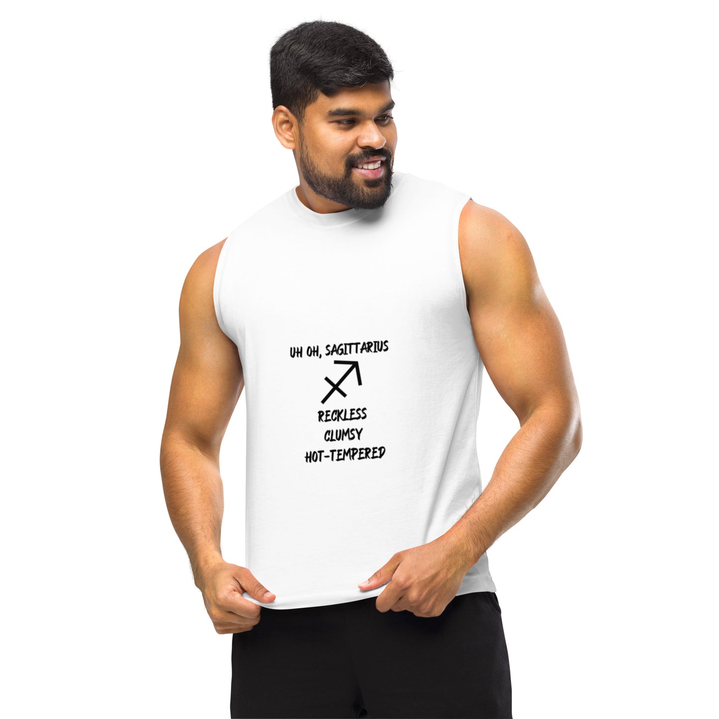 “Uh Oh, Sagittarius” Unisex Muscle Shirt