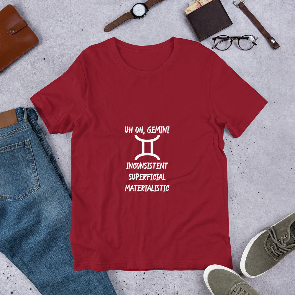 “Uh Oh, Gemini” Unisex T-Shirt