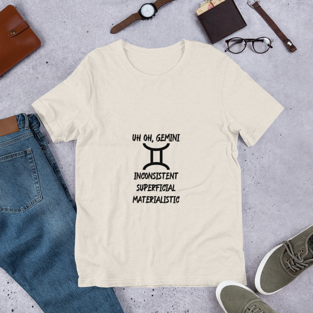 “Uh Oh, Gemini” Unisex T-Shirt