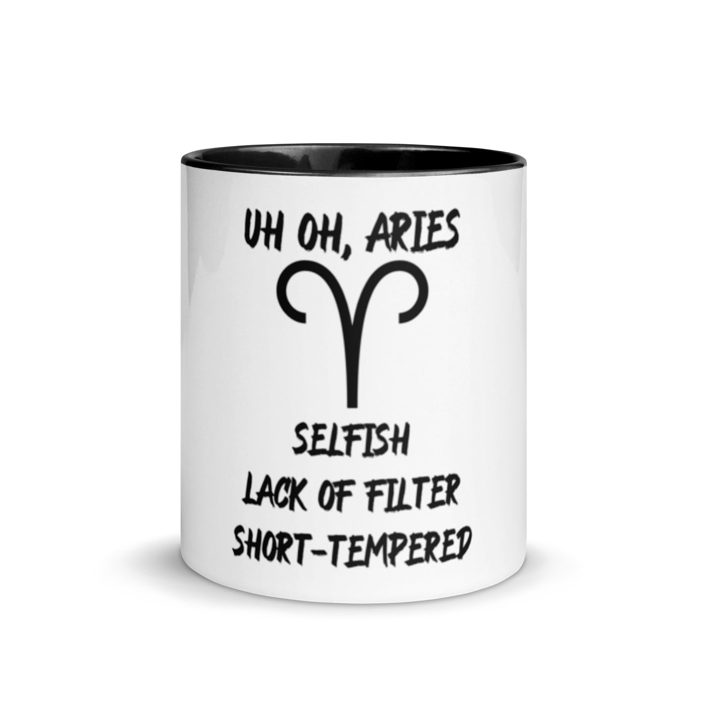 “Uh Oh, Aries” Mug With Color Inside