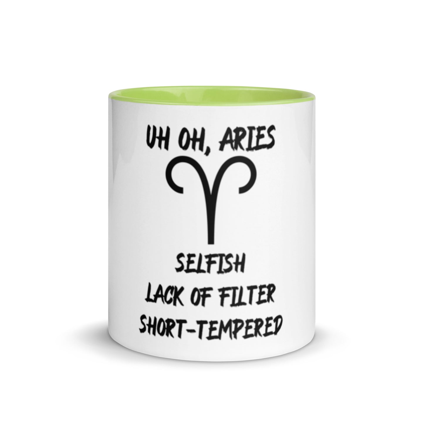 “Uh Oh, Aries” Mug With Color Inside