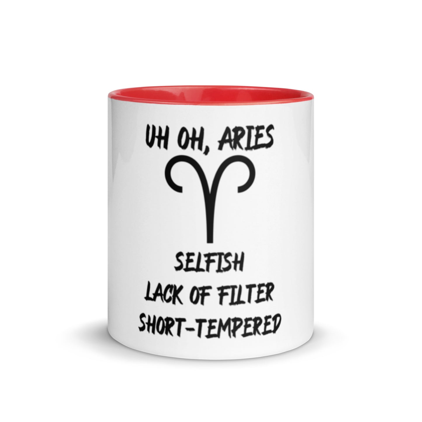 “Uh Oh, Aries” Mug With Color Inside