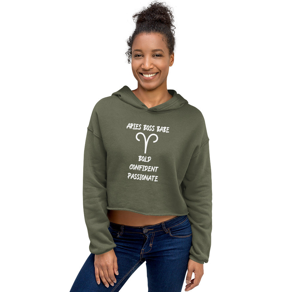 “Aries Boss Babe” Women’s Crop Hoodie